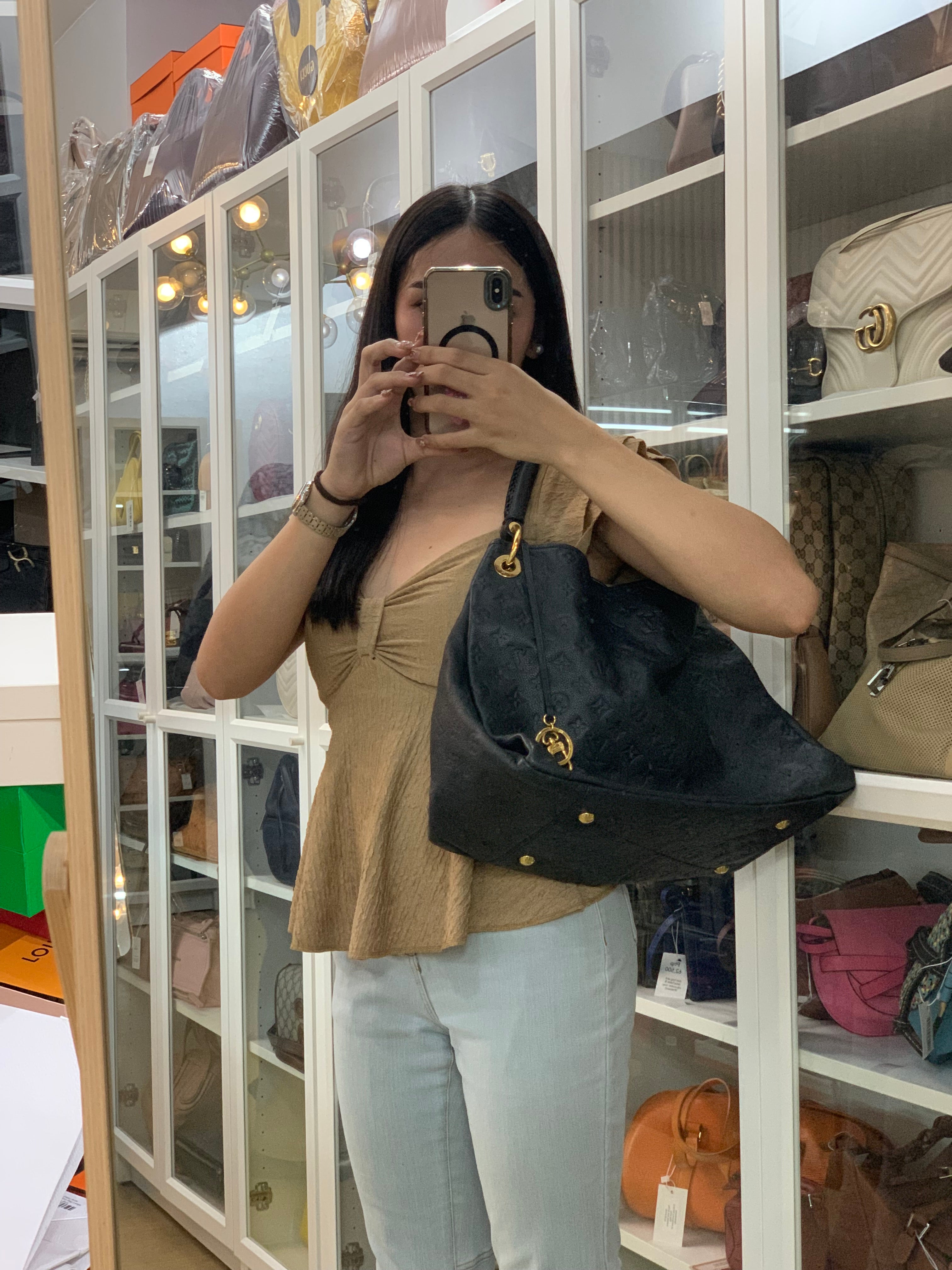 Artsy MM Tote Bag in Dark Blue Monogram Empreinte Canvas Gold Hardware (Date Code: CR3101) | Purse Maison Luxury Bags Shop