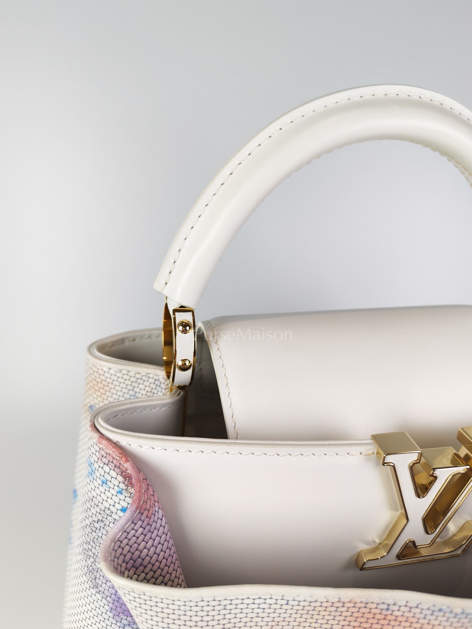 Arty Cappucines Limited Edition BB in White Taurillon Cowhide Leather (Microchip) | Purse Maison Luxury Bags Shop
