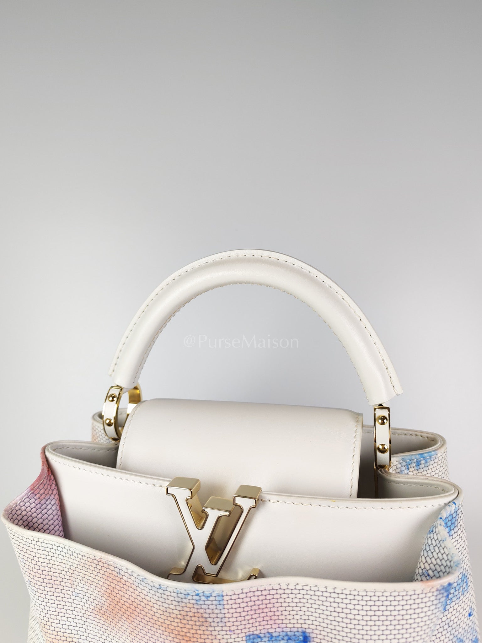 Arty Cappucines Limited Edition BB in White Taurillon Cowhide Leather (Microchip) | Purse Maison Luxury Bags Shop