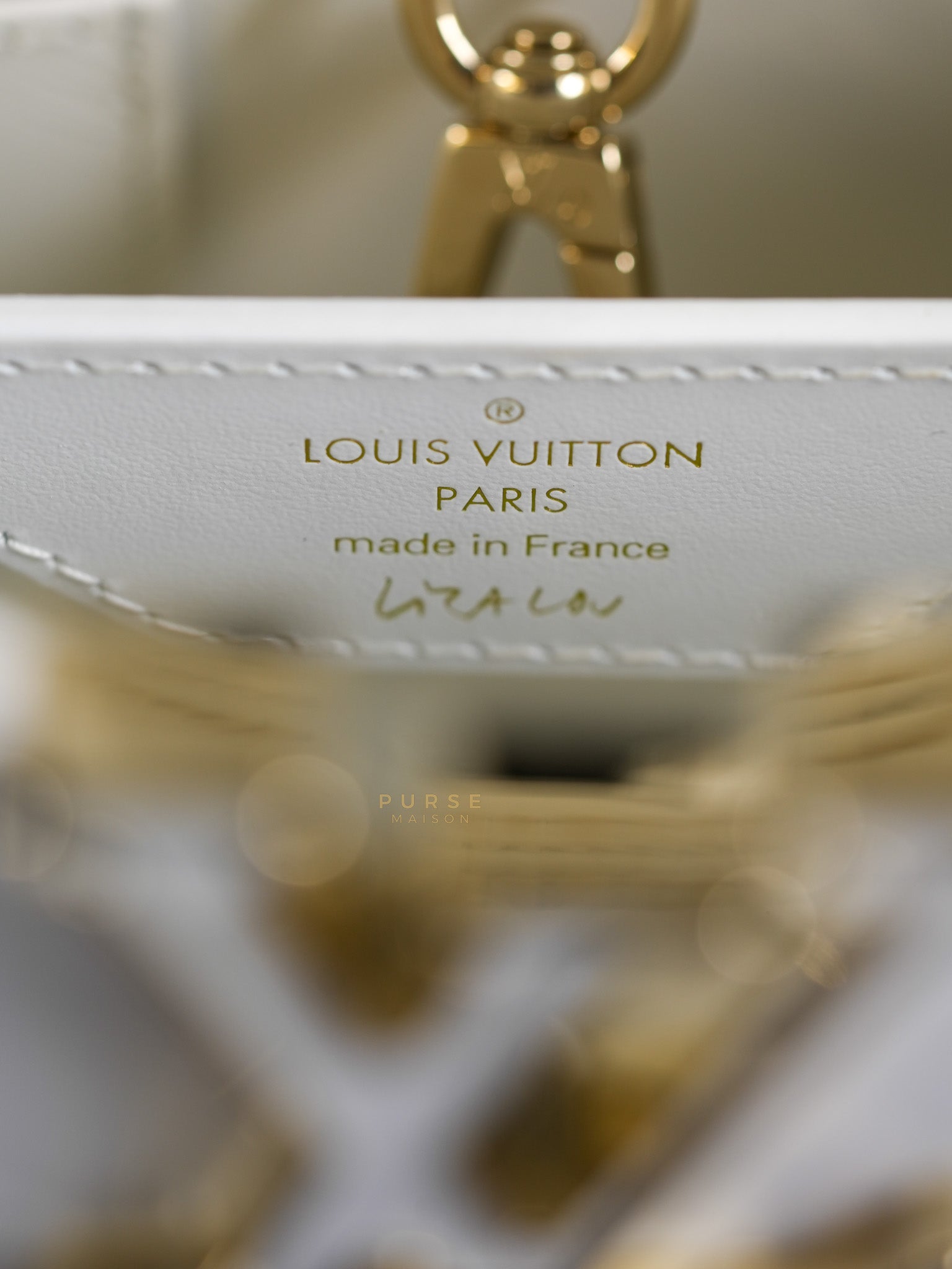 Arty Cappucines Limited Edition BB in White Taurillon Cowhide Leather (Microchip) | Purse Maison Luxury Bags Shop