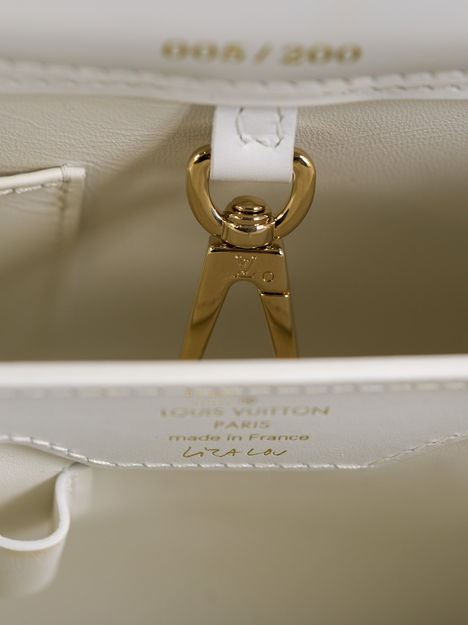 Arty Cappucines Limited Edition BB in White Taurillon Cowhide Leather (Microchip) | Purse Maison Luxury Bags Shop