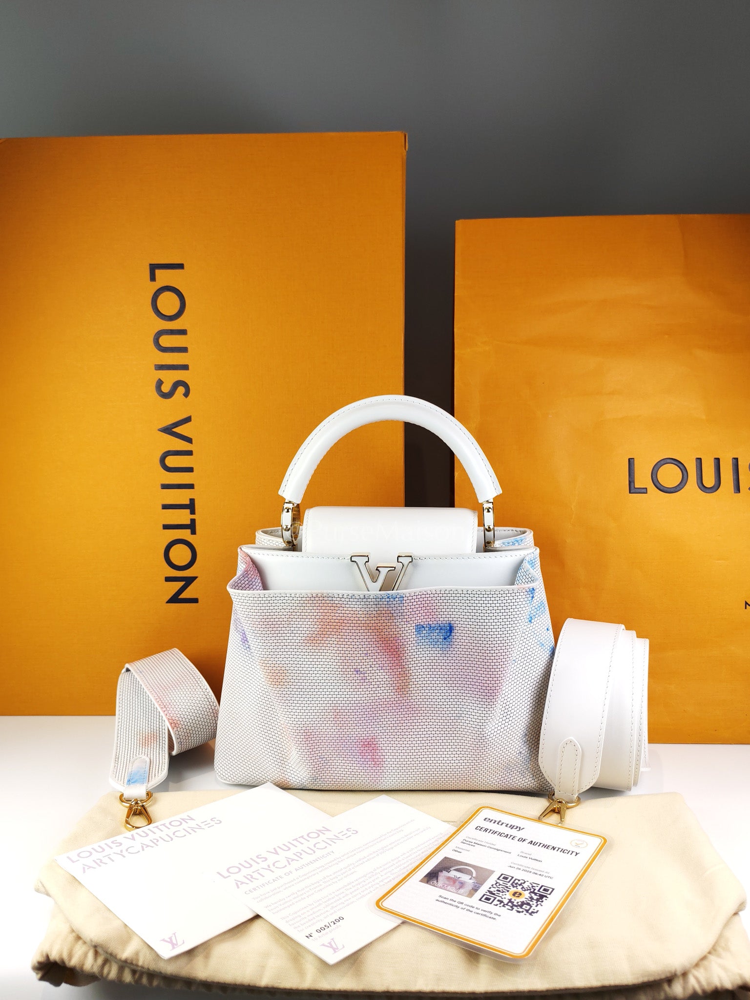 Arty Cappucines Limited Edition BB in White Taurillon Cowhide Leather (Microchip) | Purse Maison Luxury Bags Shop