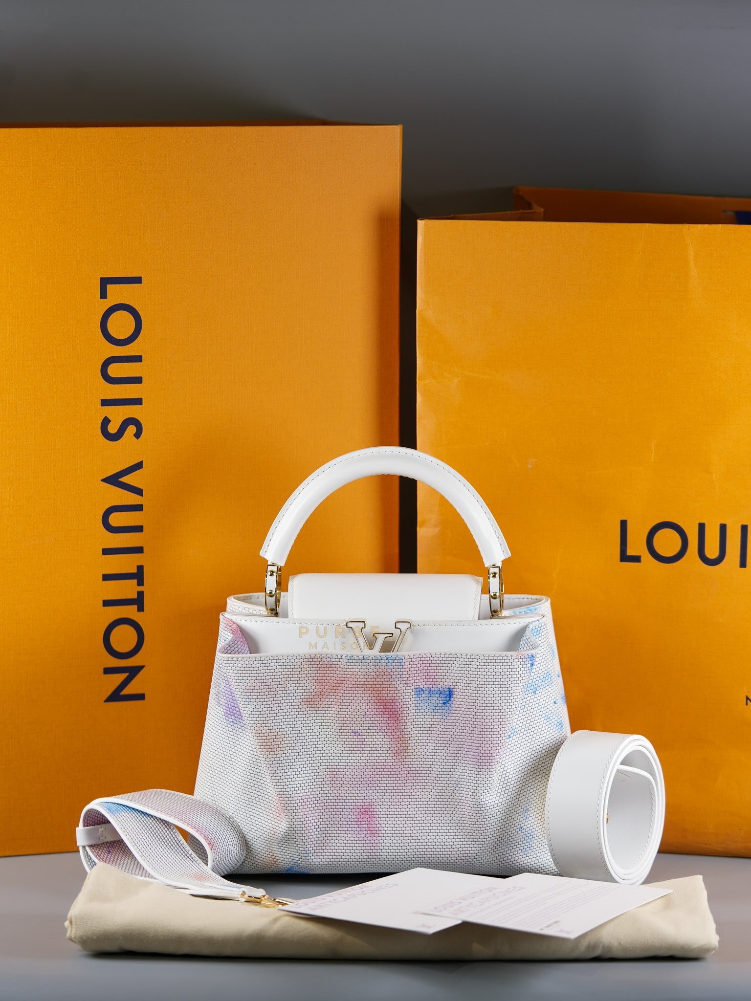 Arty Cappucines Limited Edition BB in White Taurillon Cowhide Leather (Microchip) | Purse Maison Luxury Bags Shop