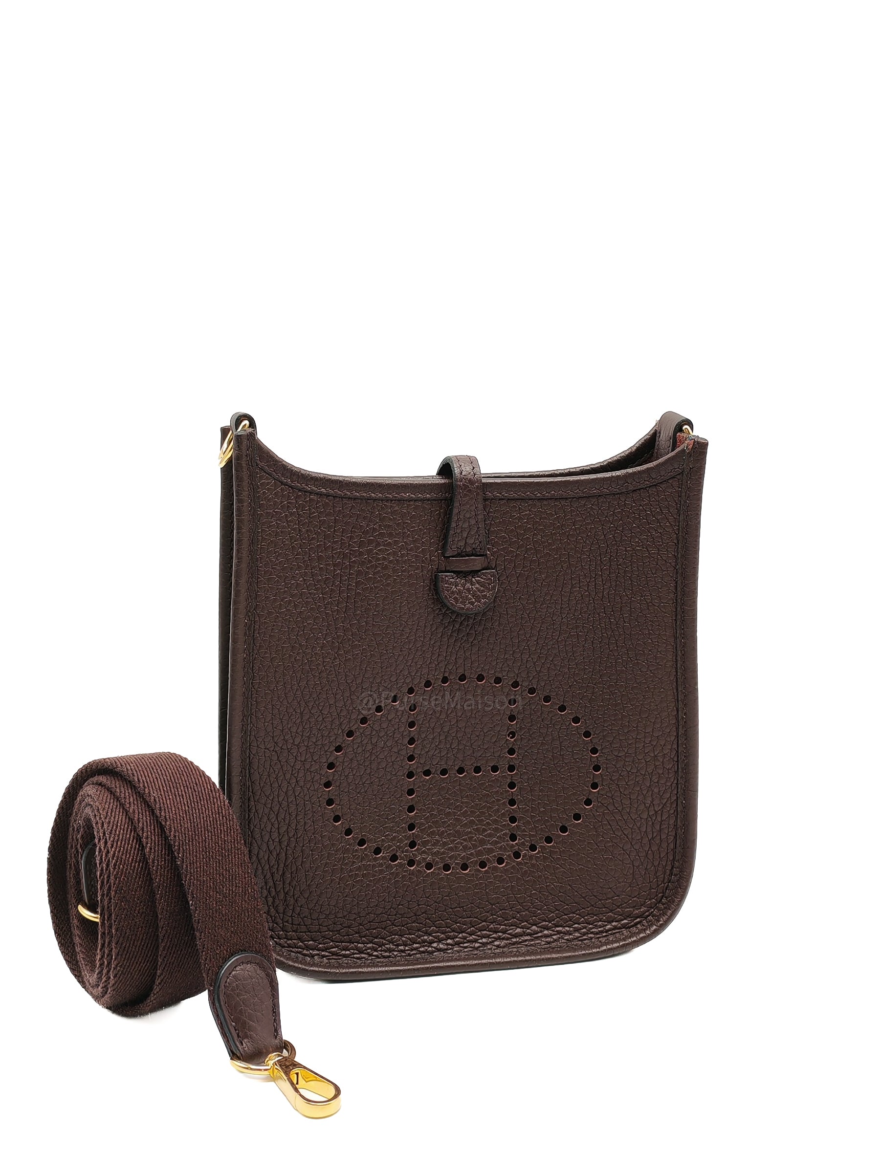 Hermes Evelyne TPM in Rouge Sellier Clemence Leather and Gold Hardware Stamp Z (2021)
