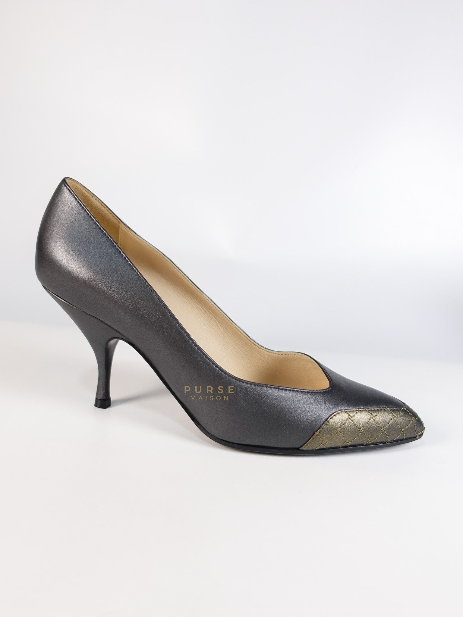 Assymetric Heels Shoes in Gray Size 39 EU (24.5cm) | Purse Maison Luxury Bags Shop