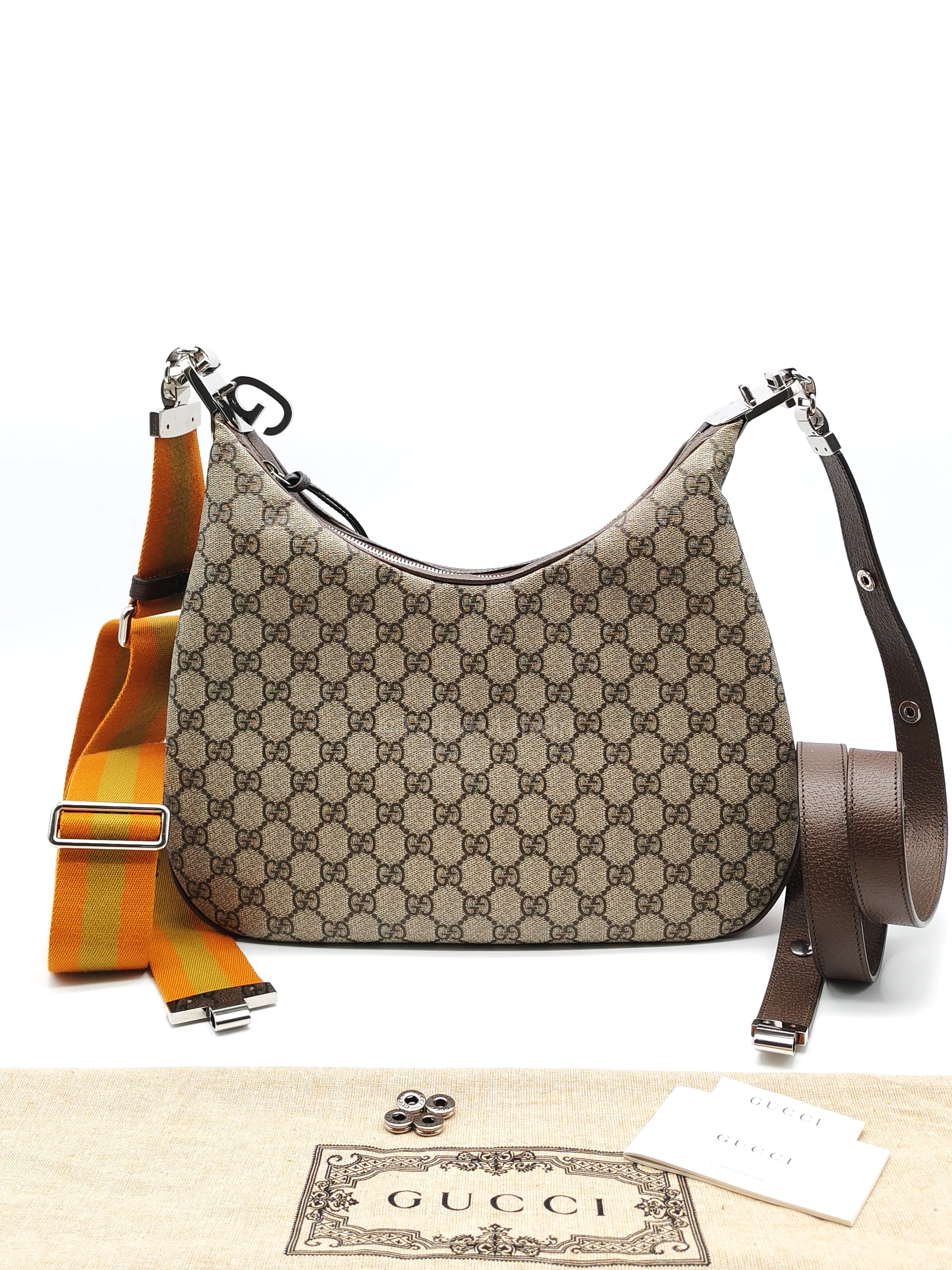 Attache Hobo Bag in GG Supreme Canvas & Silver Hardware | Purse Maison Luxury Bags Shop