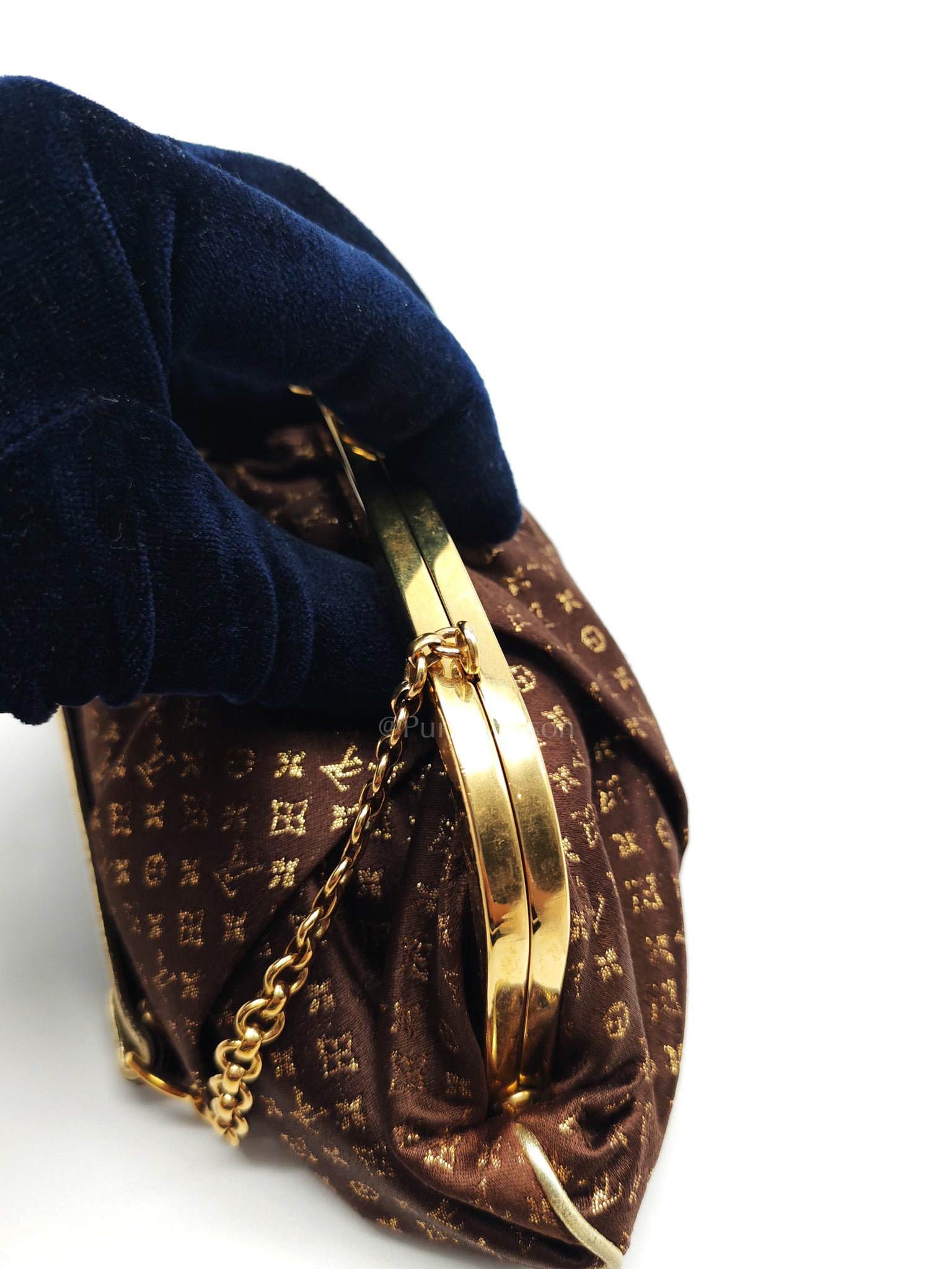 Aumonieve Evening Bag in Monogram Satin & Gold Hardware | Purse Maison Luxury Bags Shop
