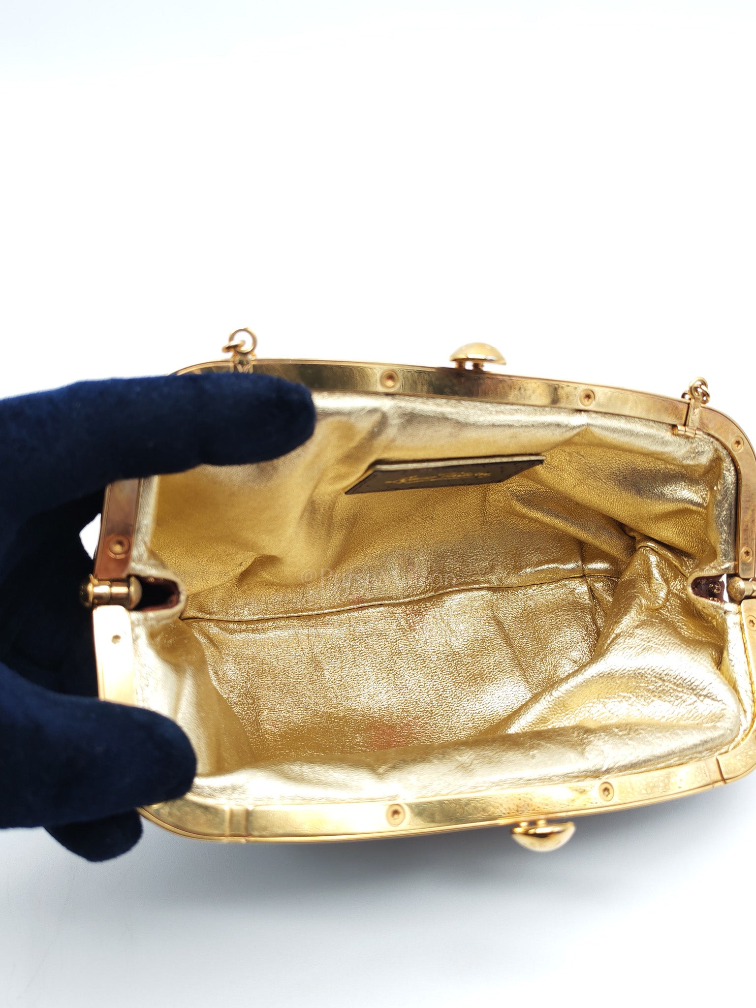Aumonieve Evening Bag in Monogram Satin & Gold Hardware | Purse Maison Luxury Bags Shop