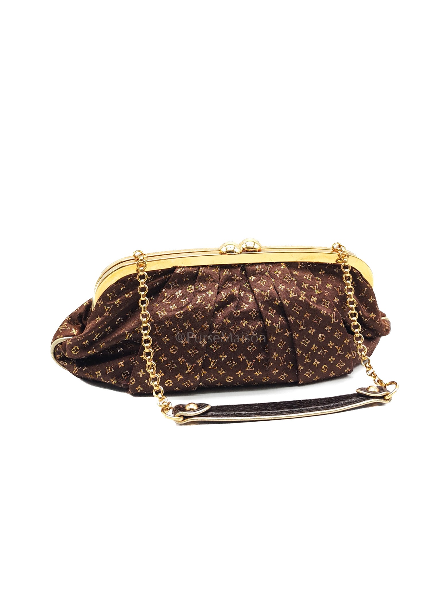 Aumonieve Evening Bag in Monogram Satin & Gold Hardware | Purse Maison Luxury Bags Shop