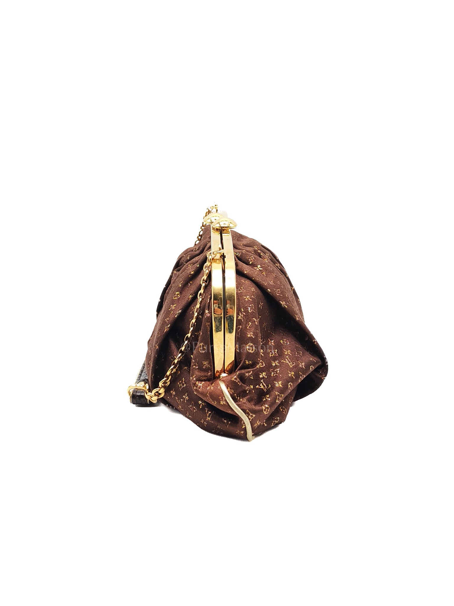 Aumonieve Evening Bag in Monogram Satin & Gold Hardware | Purse Maison Luxury Bags Shop
