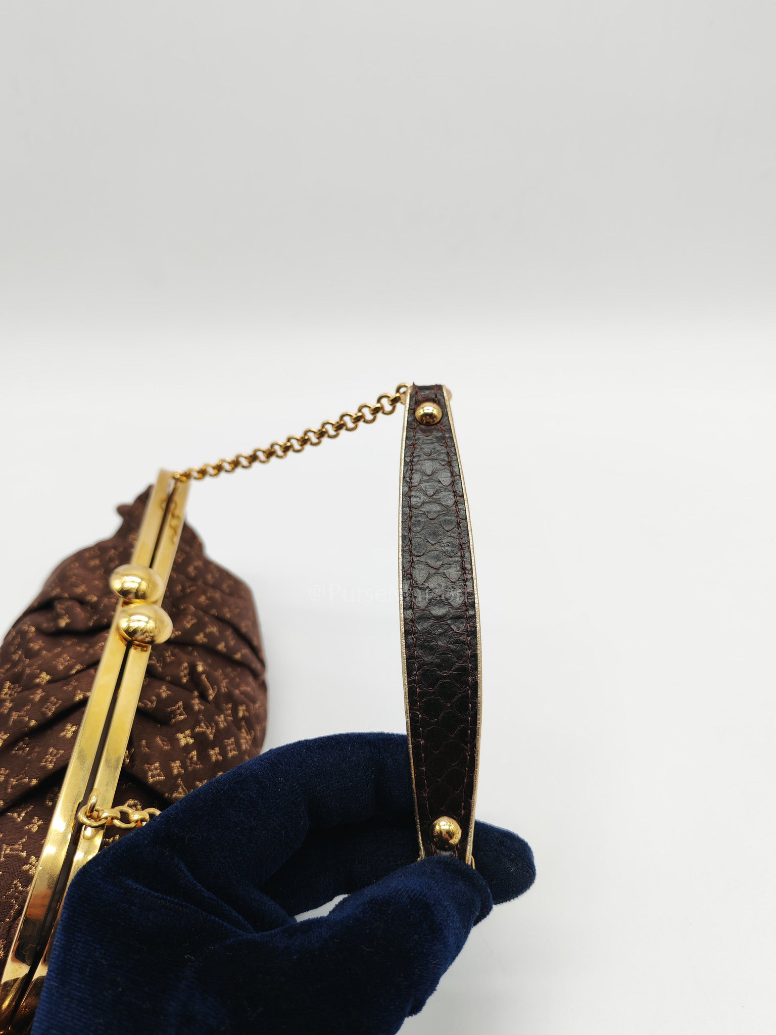 Aumonieve Evening Bag in Monogram Satin & Gold Hardware | Purse Maison Luxury Bags Shop