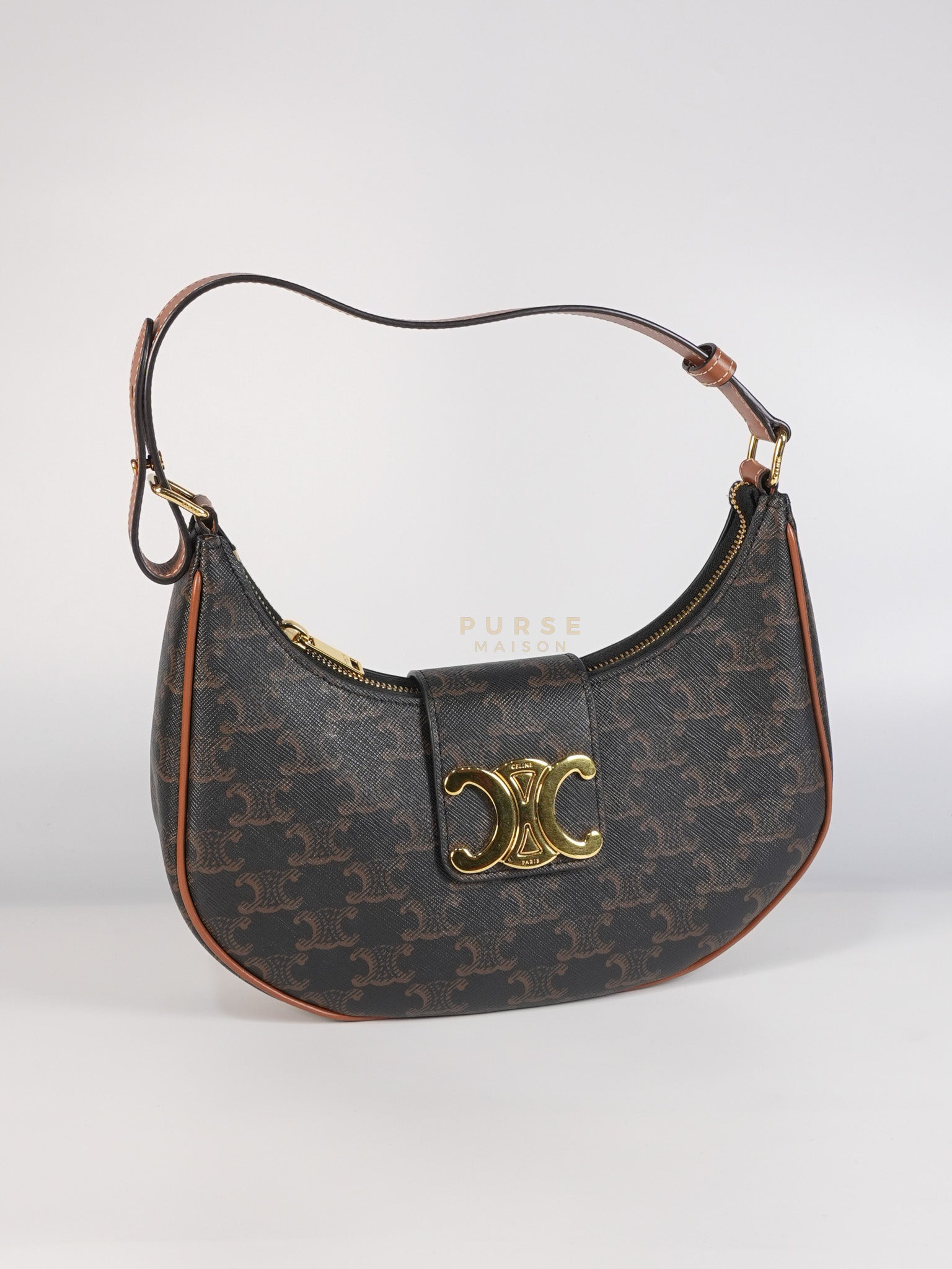 Ava Triomphe Canvas Calfskin Medium Black/Tan | Purse Maison Luxury Bags Shop
