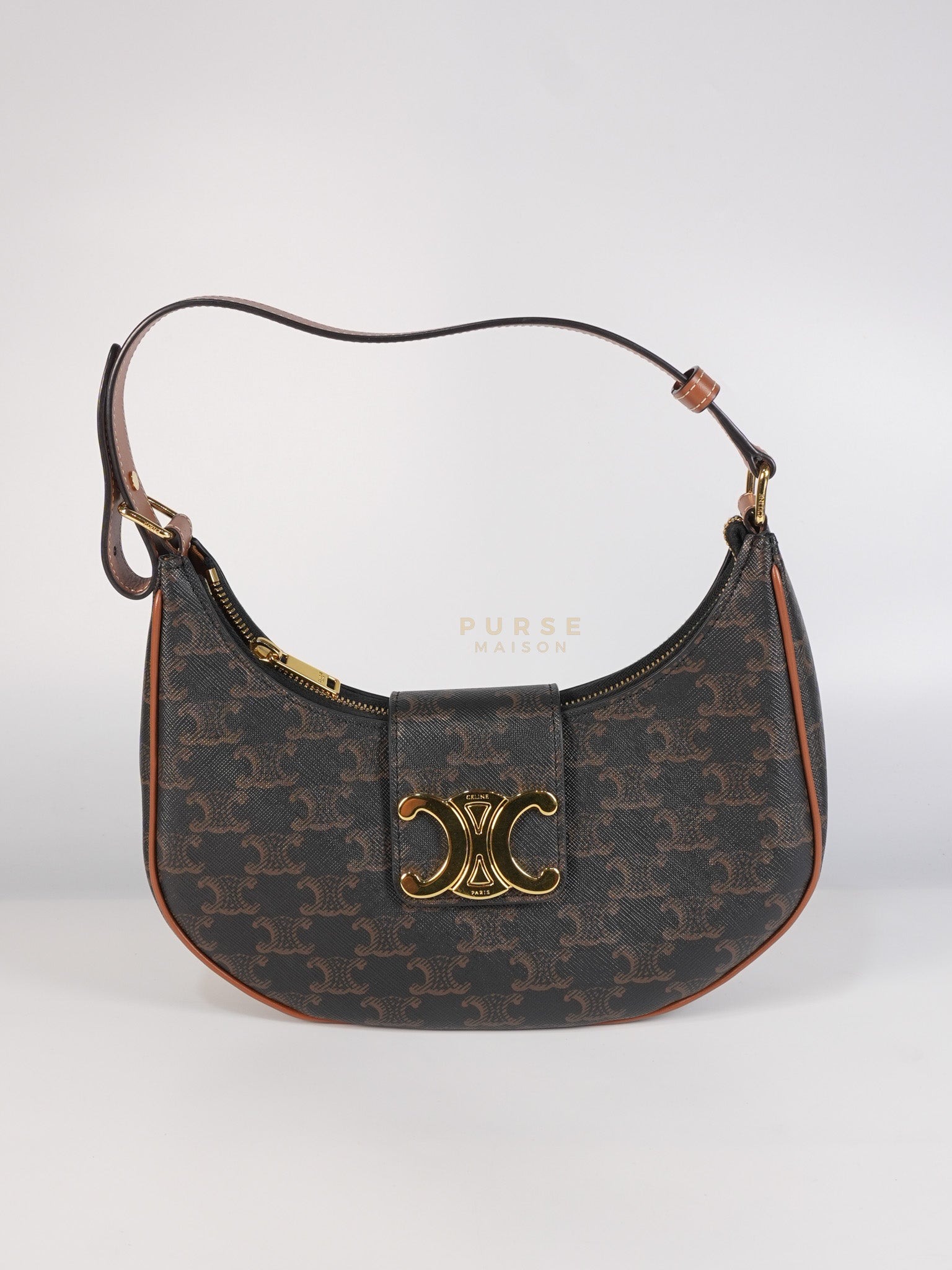 Ava Triomphe Canvas Calfskin Medium Black/Tan | Purse Maison Luxury Bags Shop