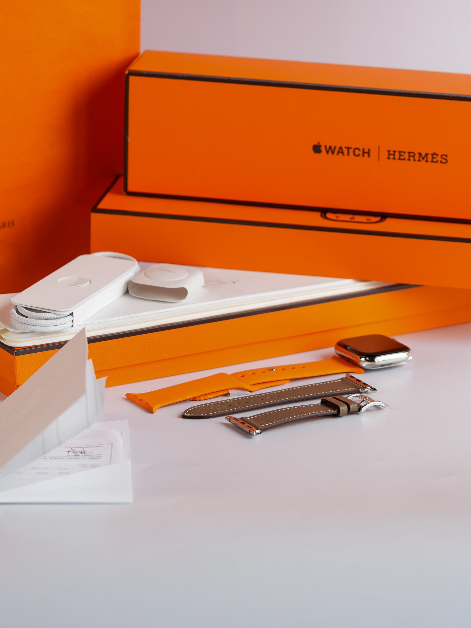 AWH IN ST42 Smart Watch with Etoupe Veau Swift Leather Strap | Purse Maison Luxury Bags Shop