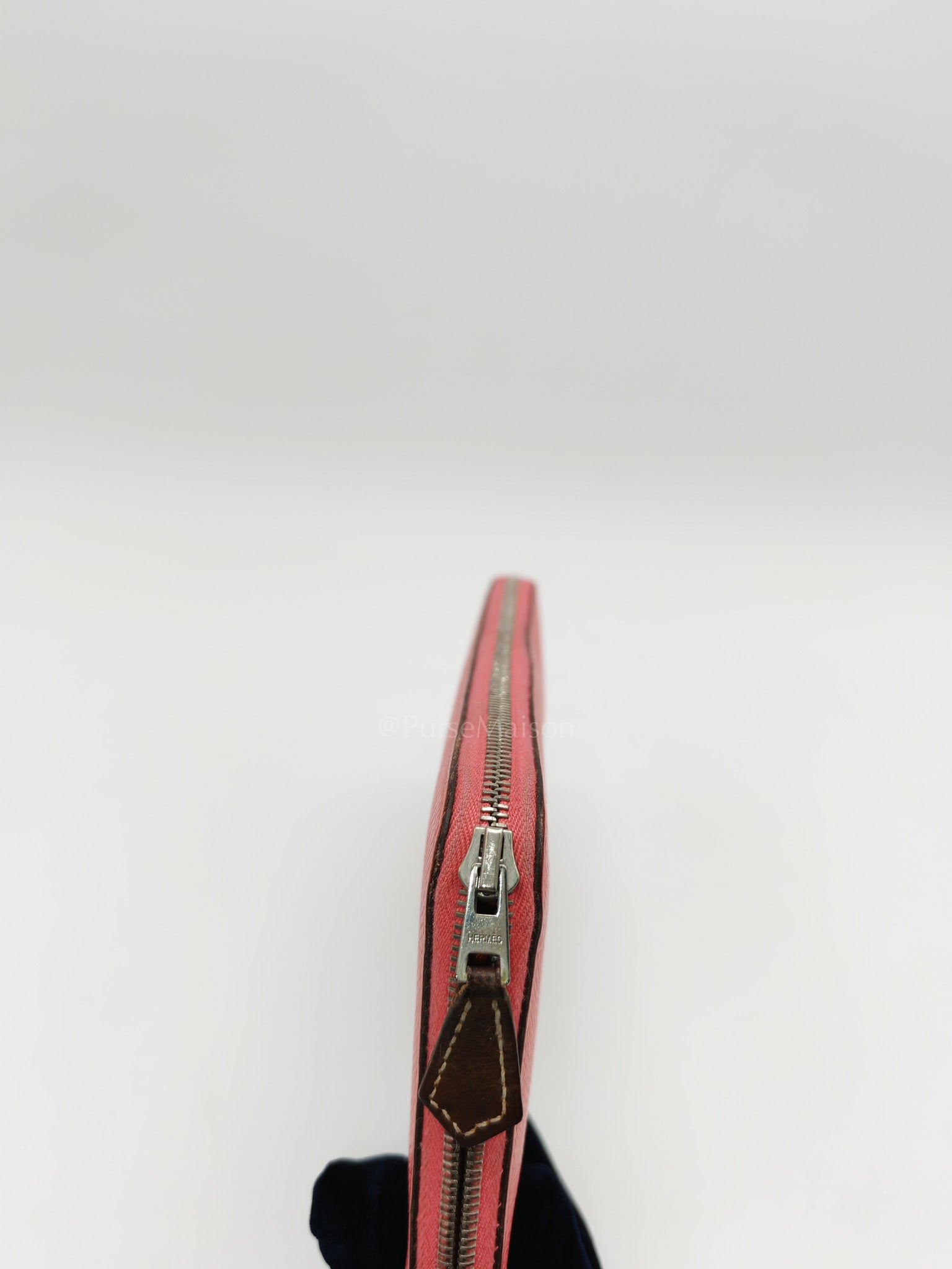 Azap Silk-In Long Wallet in Pink Epsom Leather & Palladium Hardware Stamp X (2016) | Purse Maison Luxury Bags Shop
