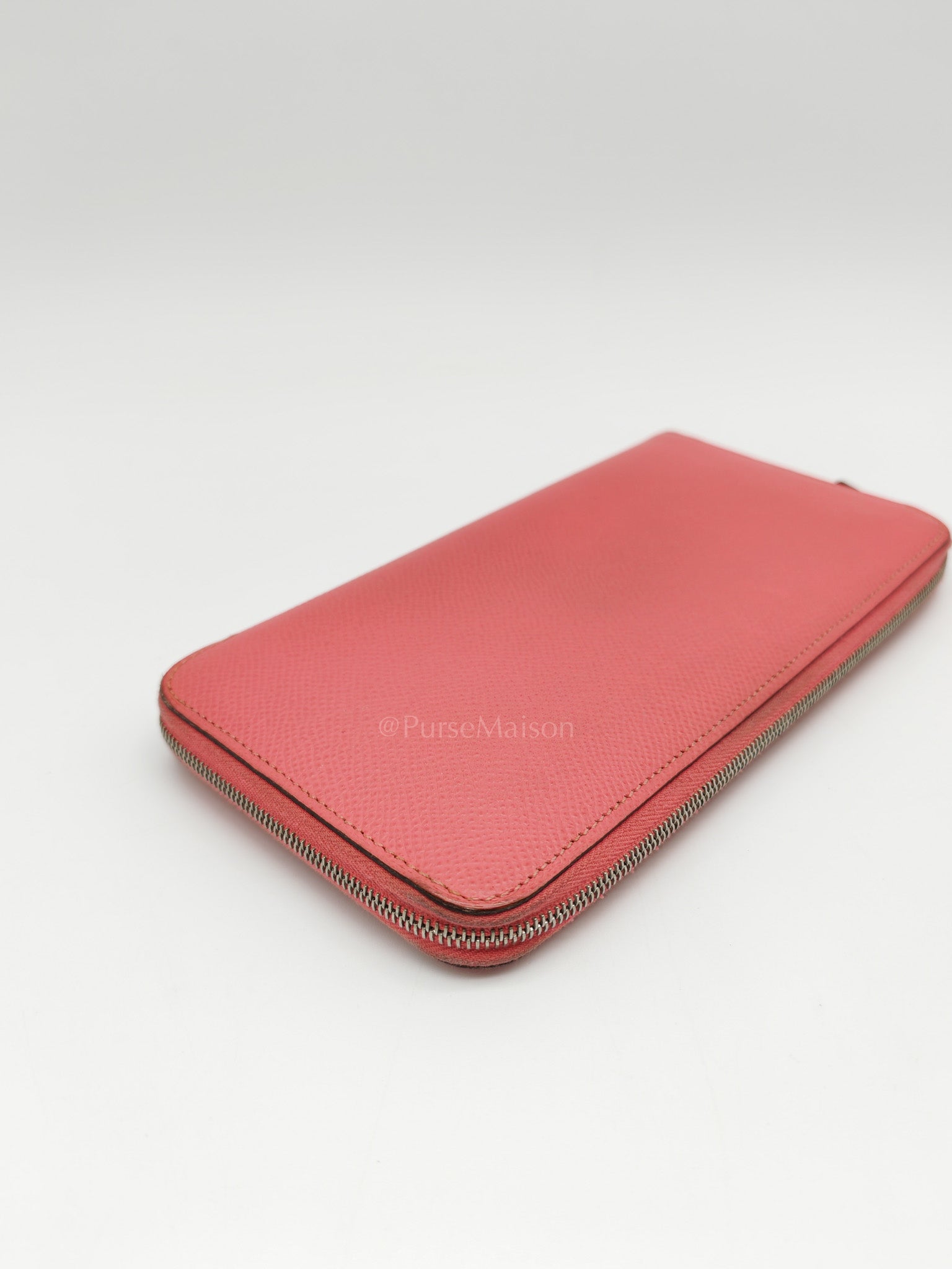 Azap Silk-In Long Wallet in Pink Epsom Leather & Palladium Hardware Stamp X (2016) | Purse Maison Luxury Bags Shop