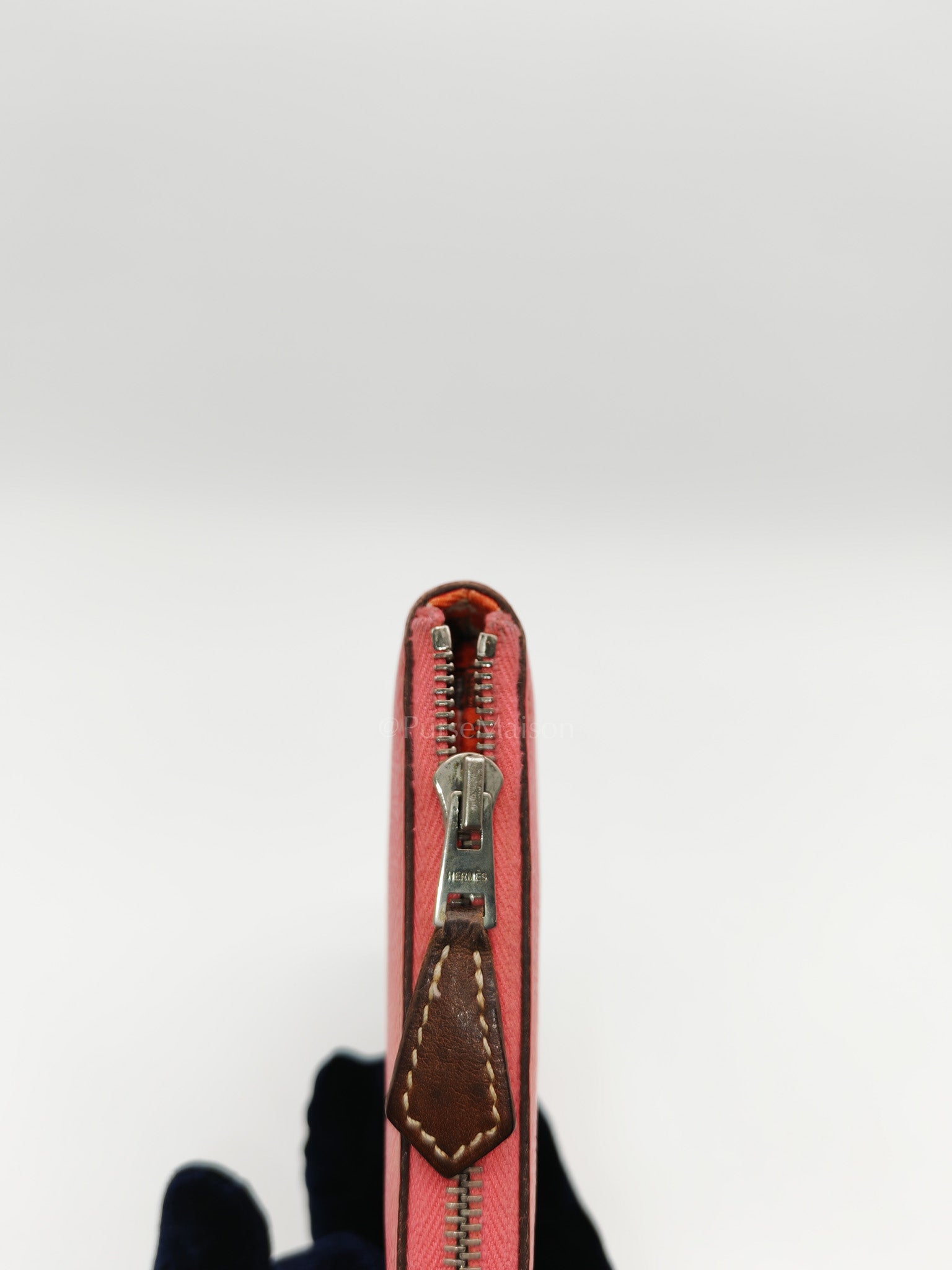 Azap Silk-In Long Wallet in Pink Epsom Leather & Palladium Hardware Stamp X (2016) | Purse Maison Luxury Bags Shop