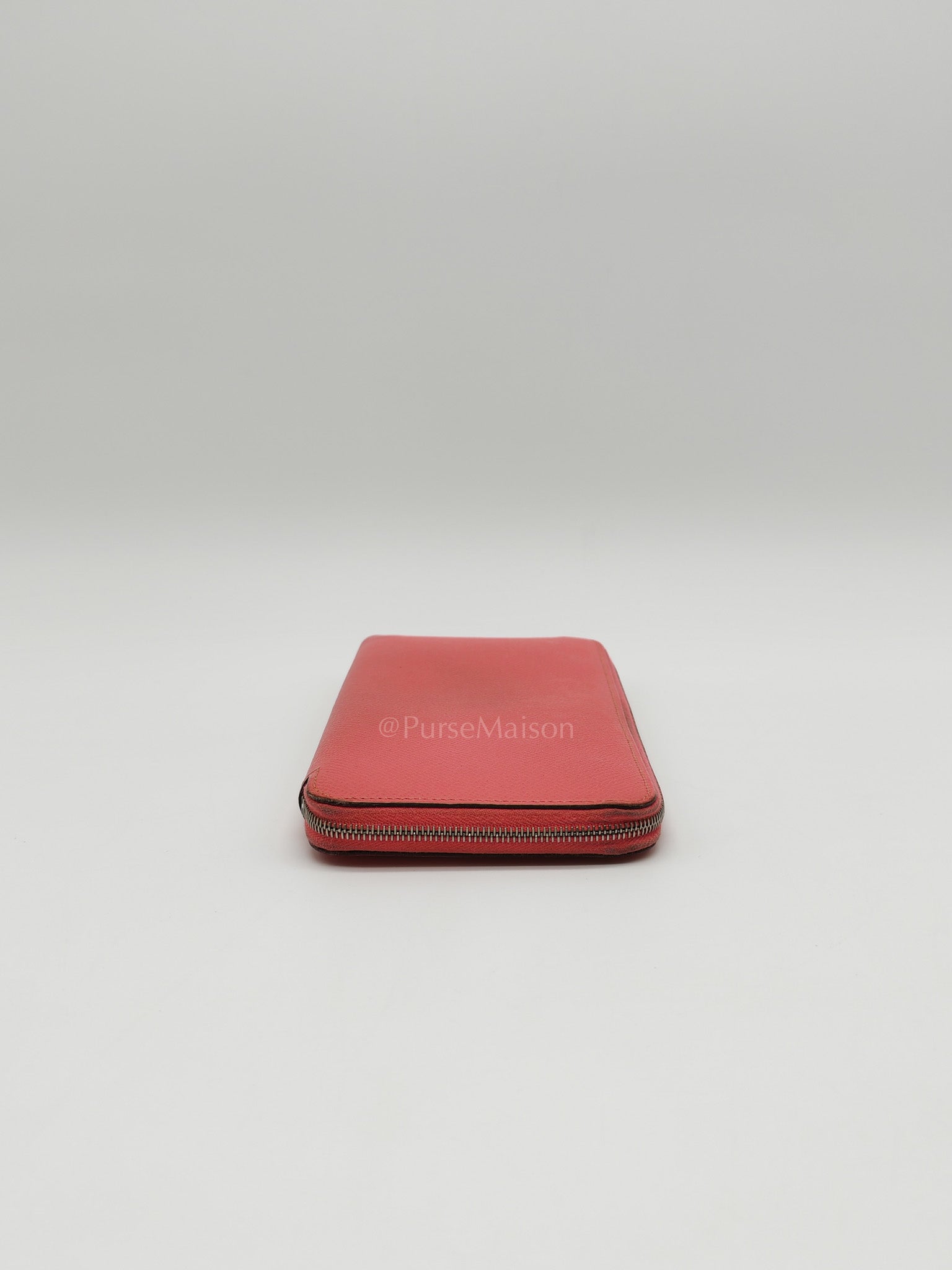 Azap Silk-In Long Wallet in Pink Epsom Leather & Palladium Hardware Stamp X (2016) | Purse Maison Luxury Bags Shop