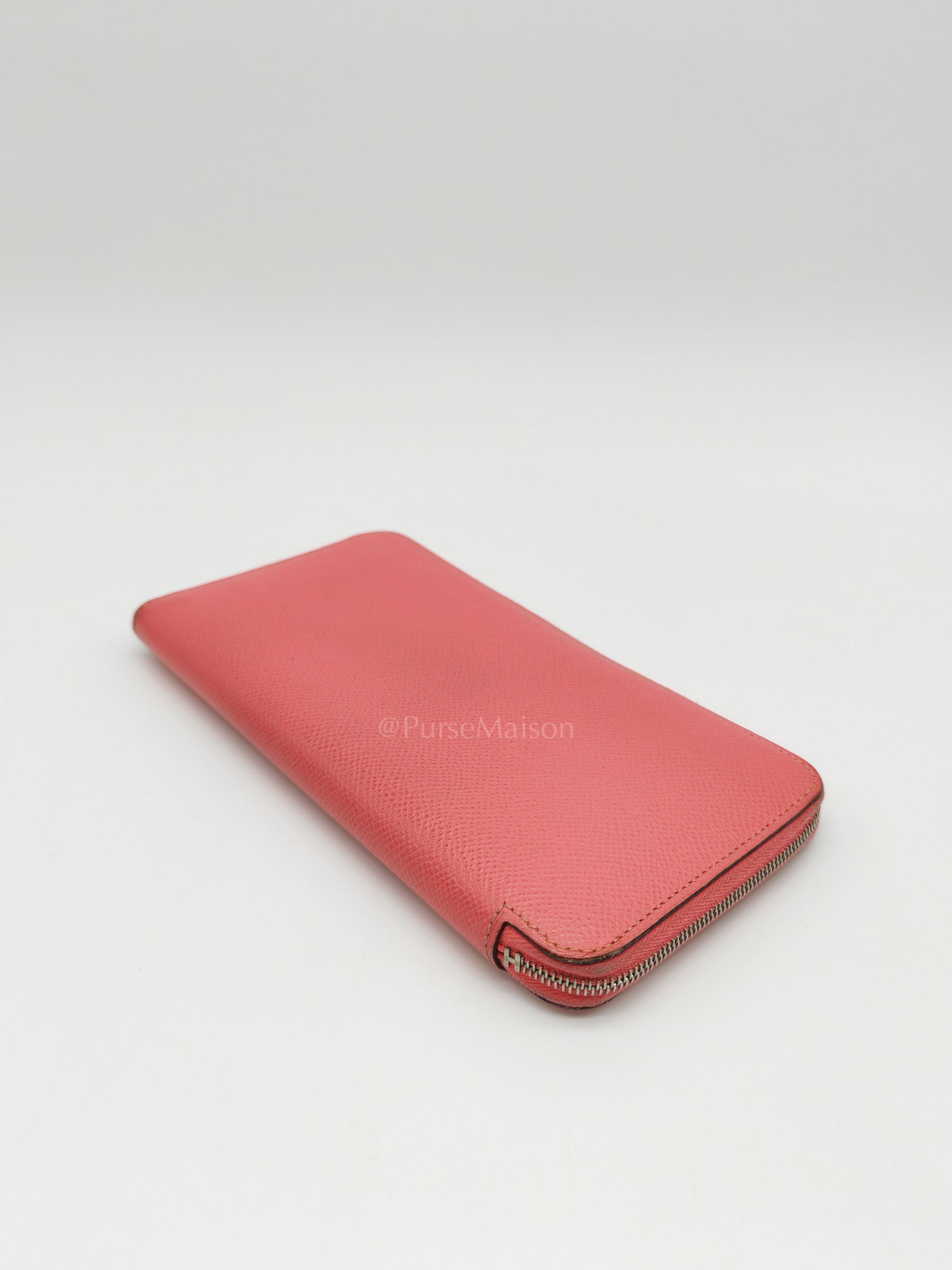 Azap Silk-In Long Wallet in Pink Epsom Leather & Palladium Hardware Stamp X (2016) | Purse Maison Luxury Bags Shop