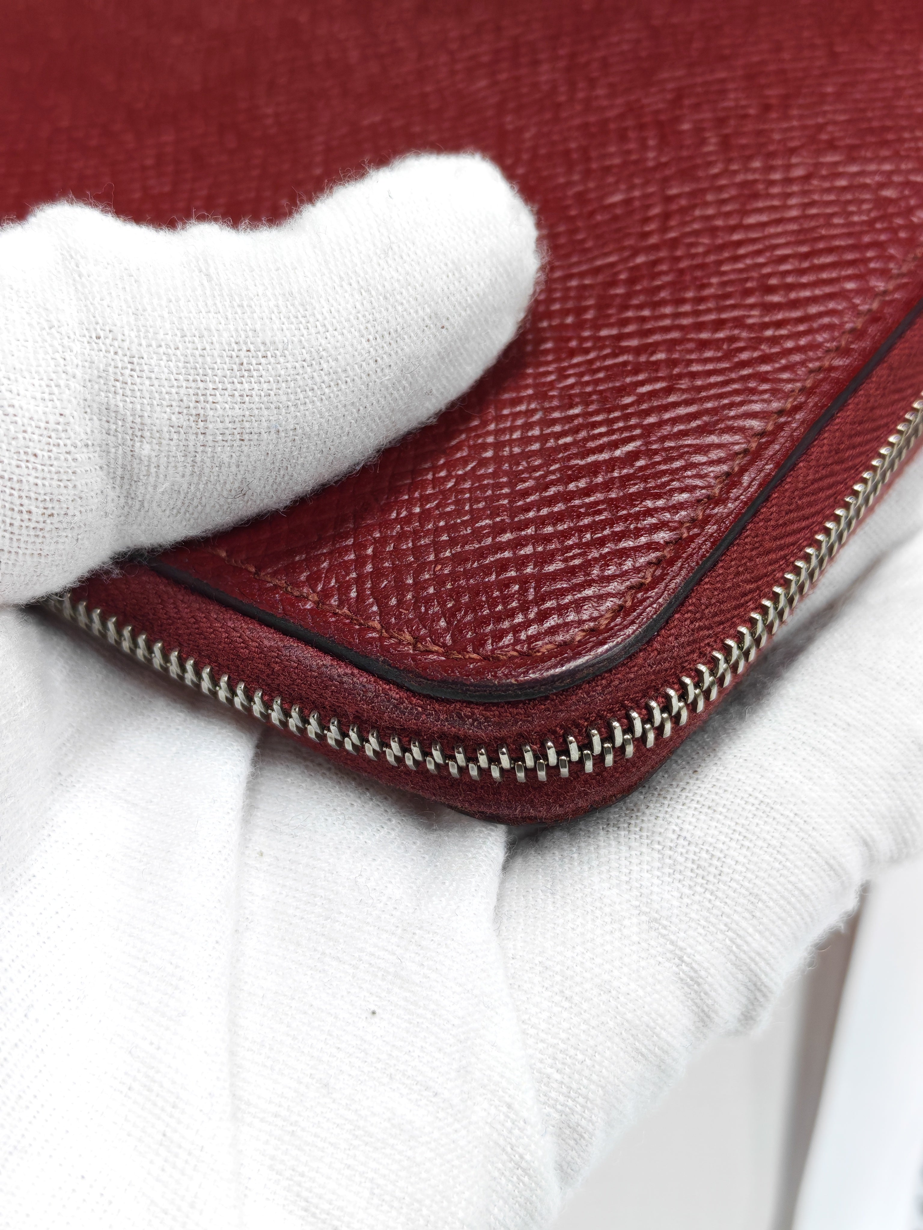 Azap Zip Around Long Wallet in Rouge Epsom Leather and Palladium Hardware Stamp X (2016) | Purse Maison Luxury Bags Shop