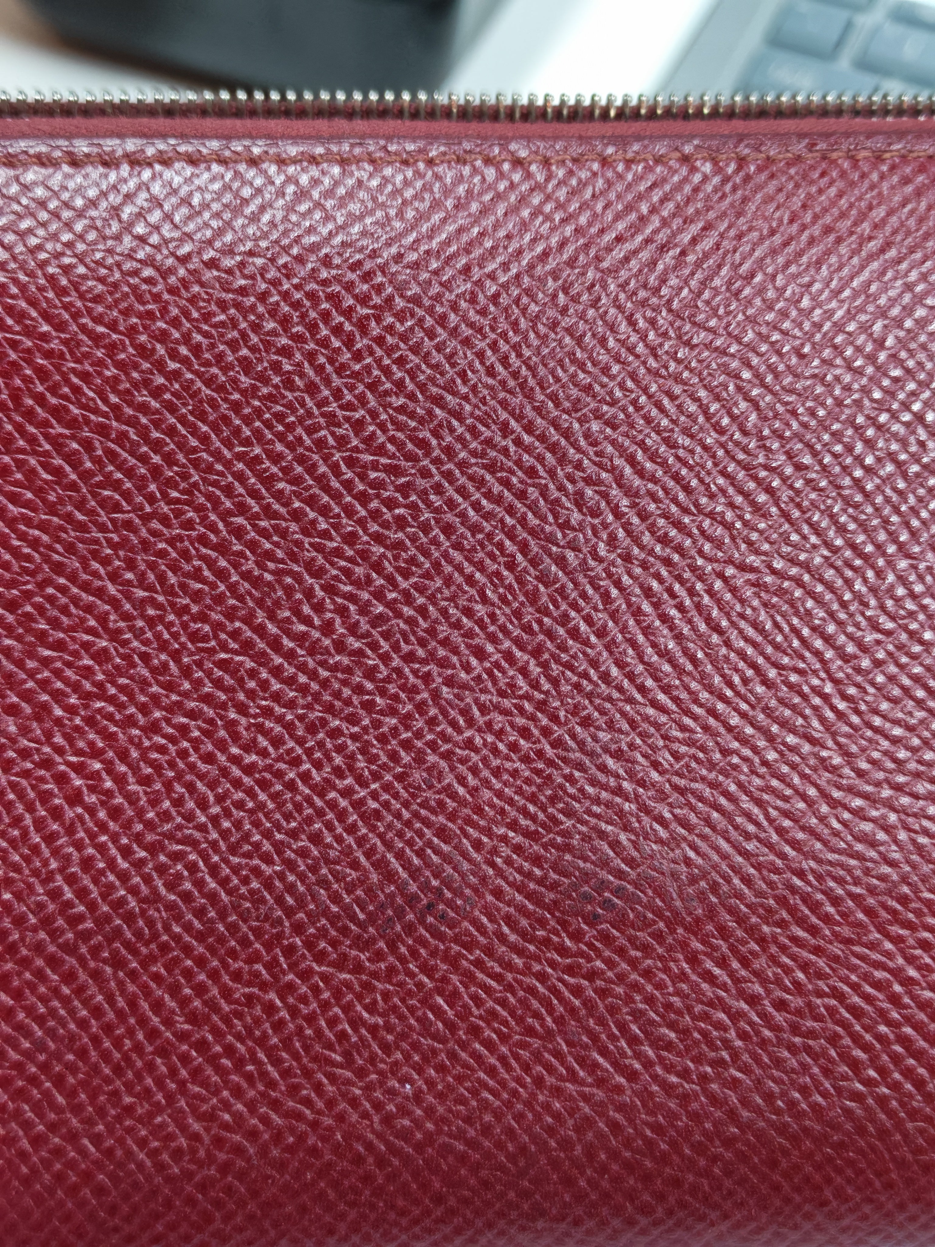 Azap Zip Around Long Wallet in Rouge Epsom Leather and Palladium Hardware Stamp X (2016) | Purse Maison Luxury Bags Shop