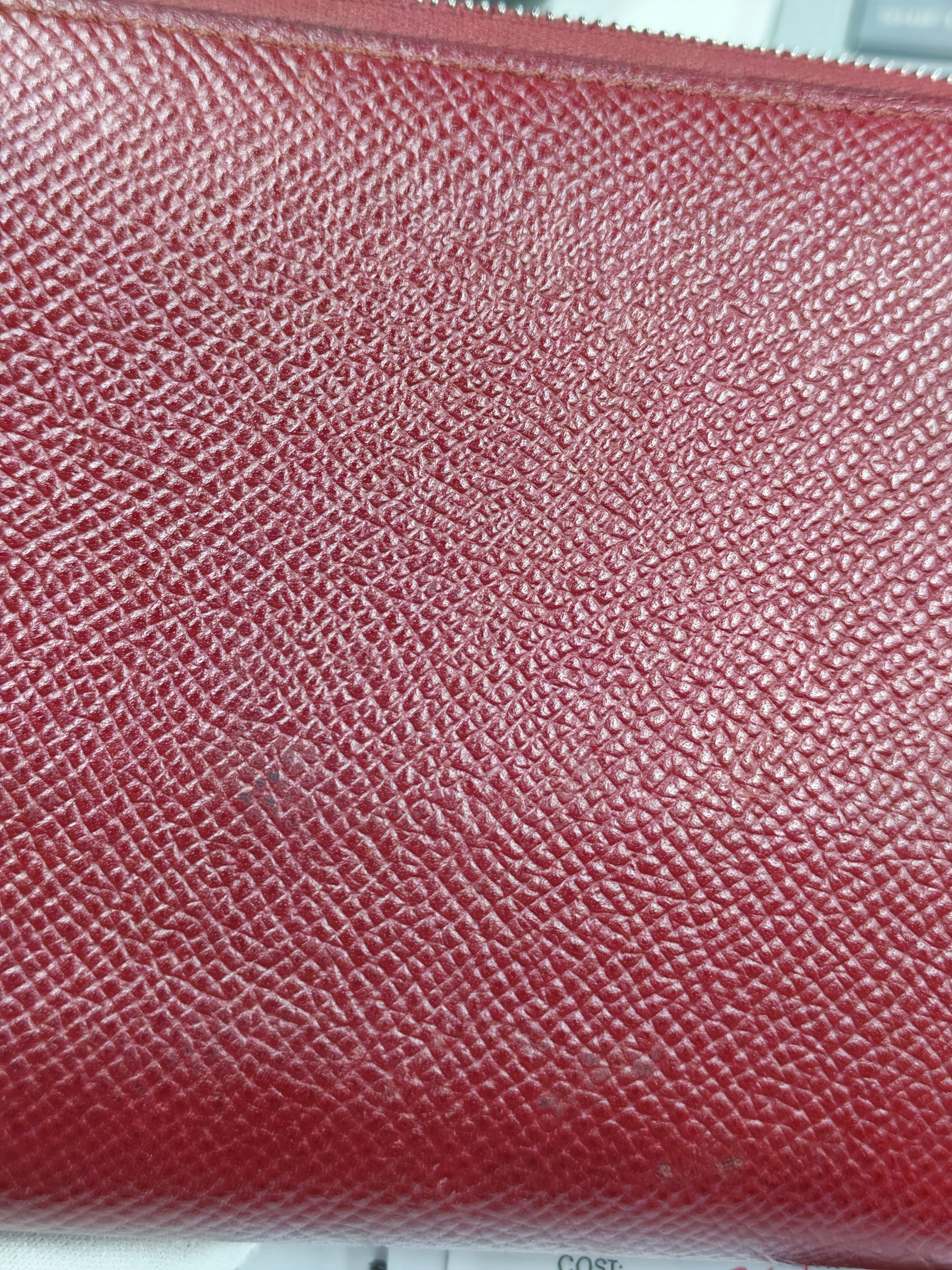 Azap Zip Around Long Wallet in Rouge Epsom Leather and Palladium Hardware Stamp X (2016) | Purse Maison Luxury Bags Shop