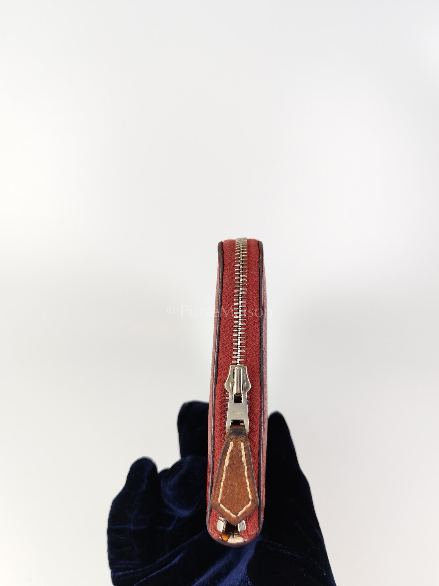 Azap Zip Around Long Wallet in Rouge Epsom Leather and Palladium Hardware Stamp X (2016) | Purse Maison Luxury Bags Shop