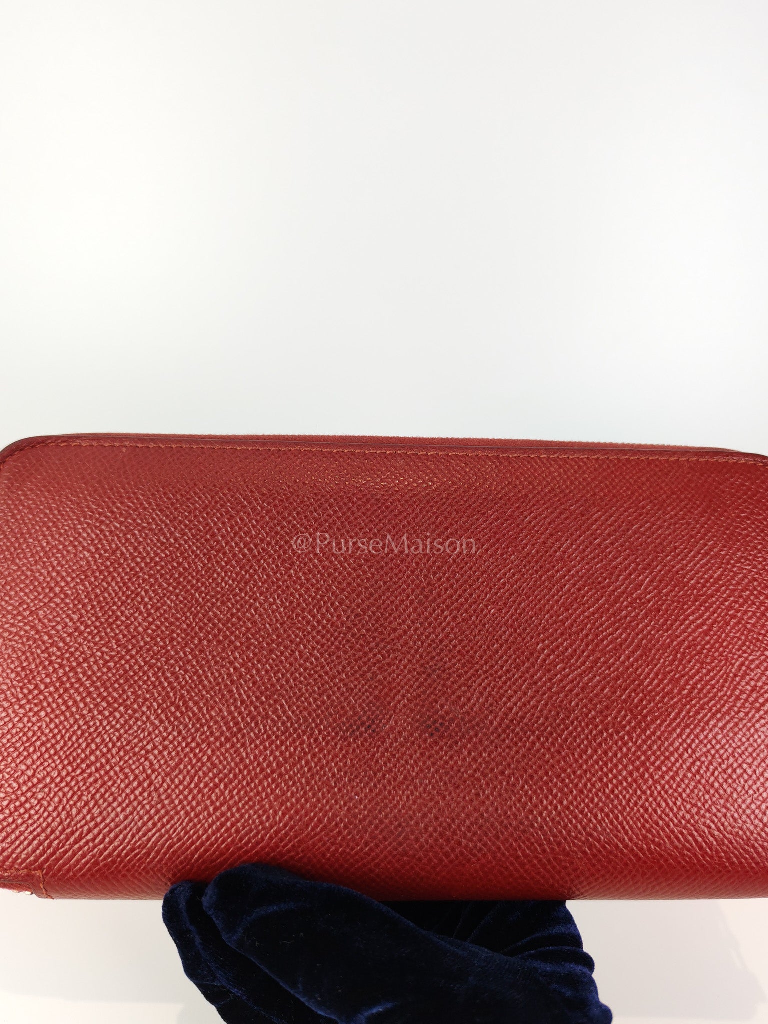 Azap Zip Around Long Wallet in Rouge Epsom Leather and Palladium Hardware Stamp X (2016) | Purse Maison Luxury Bags Shop