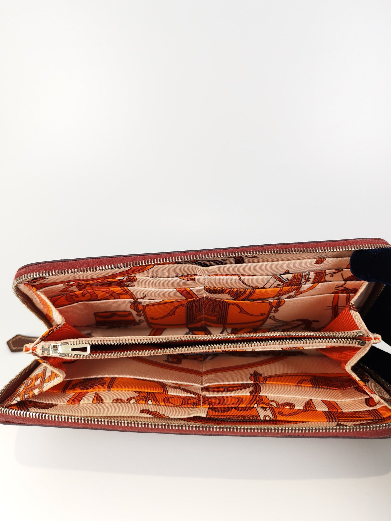 Azap Zip Around Long Wallet in Rouge Epsom Leather and Palladium Hardware Stamp X (2016) | Purse Maison Luxury Bags Shop