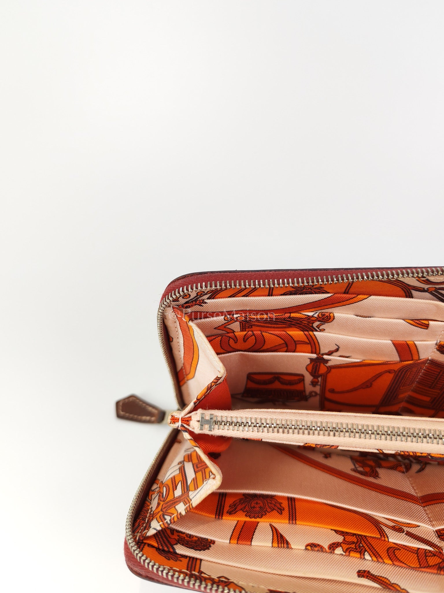 Azap Zip Around Long Wallet in Rouge Epsom Leather and Palladium Hardware Stamp X (2016) | Purse Maison Luxury Bags Shop