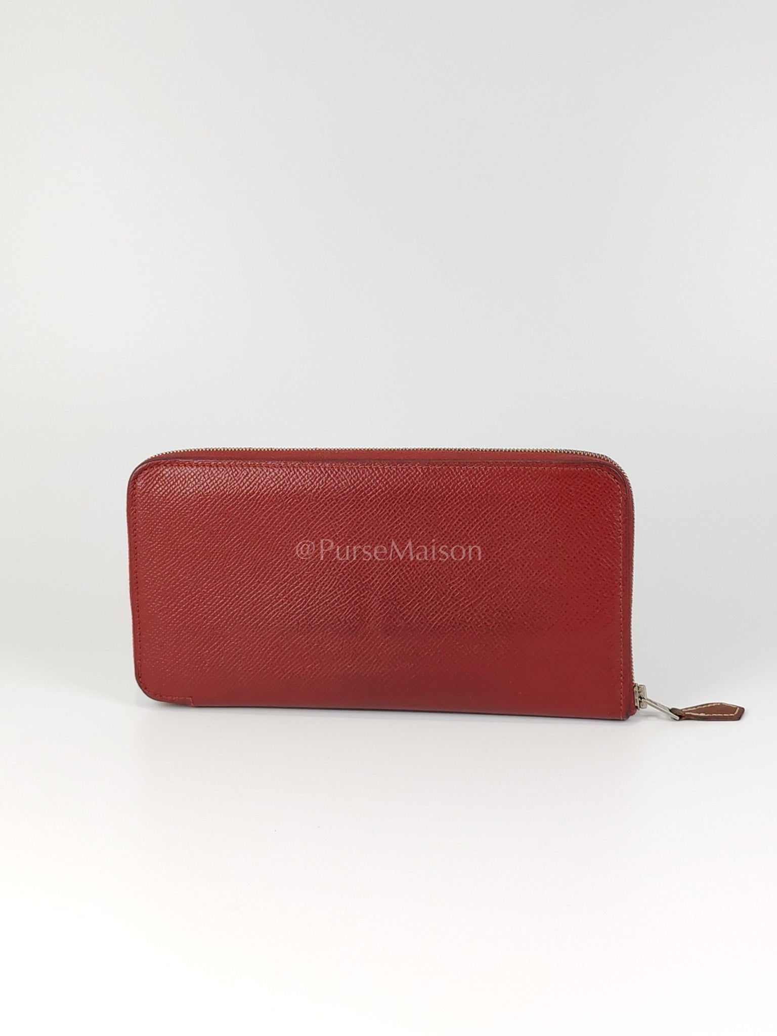 Azap Zip Around Long Wallet in Rouge Epsom Leather and Palladium Hardware Stamp X (2016) | Purse Maison Luxury Bags Shop