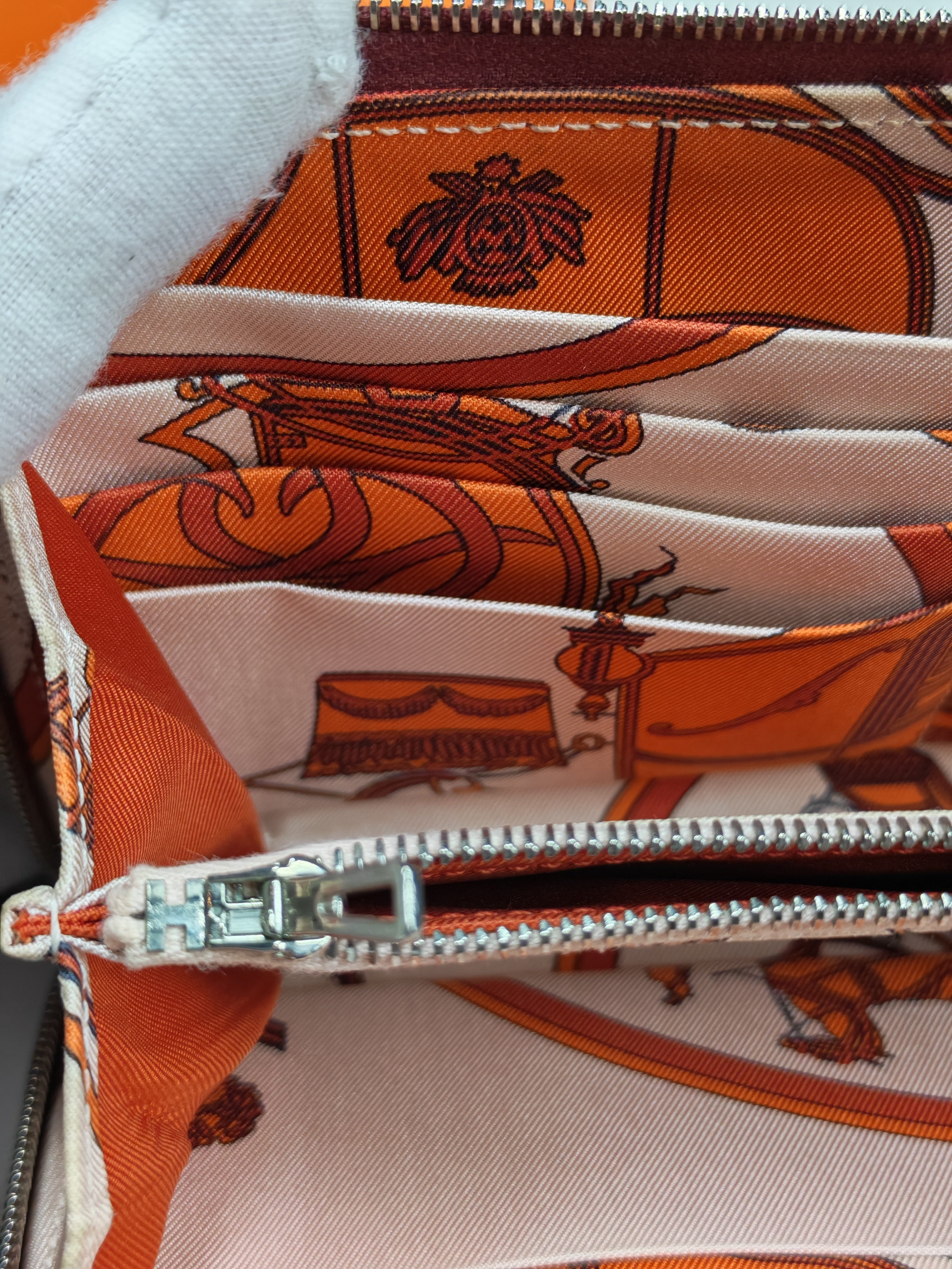 Azap Zip Around Long Wallet in Rouge Epsom Leather and Palladium Hardware Stamp X (2016) | Purse Maison Luxury Bags Shop