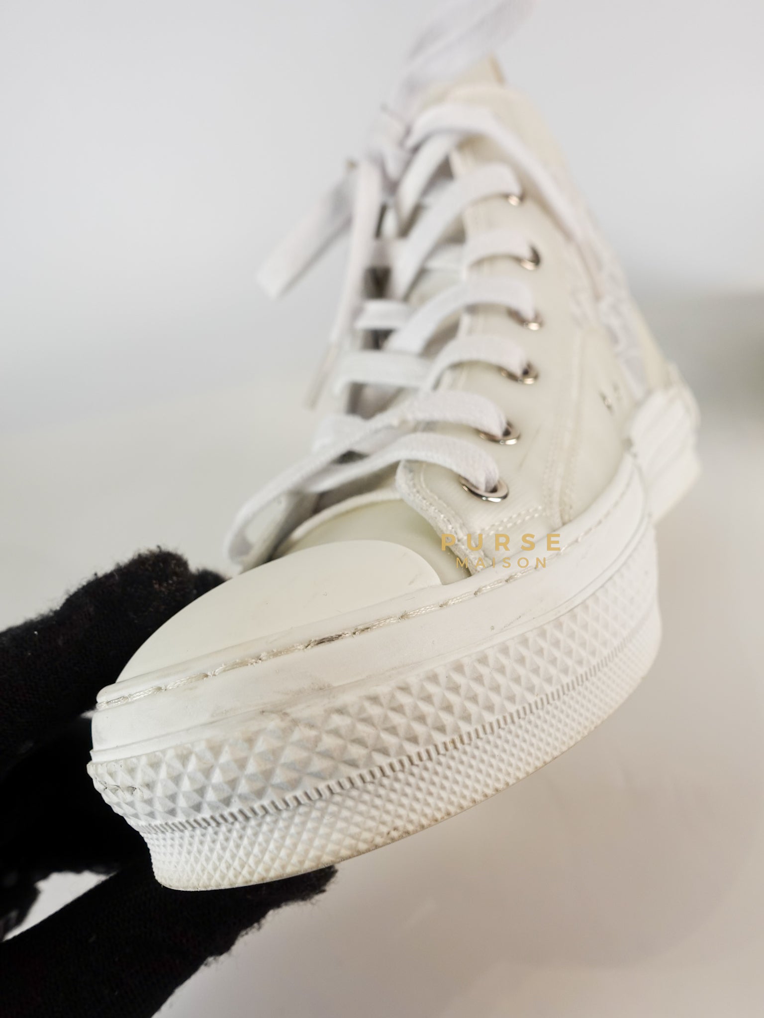 B23 White Oblique Transparent High Top Sneakers (Size 40 EUR, 27cm) | Purse Maison Luxury Bags Shop