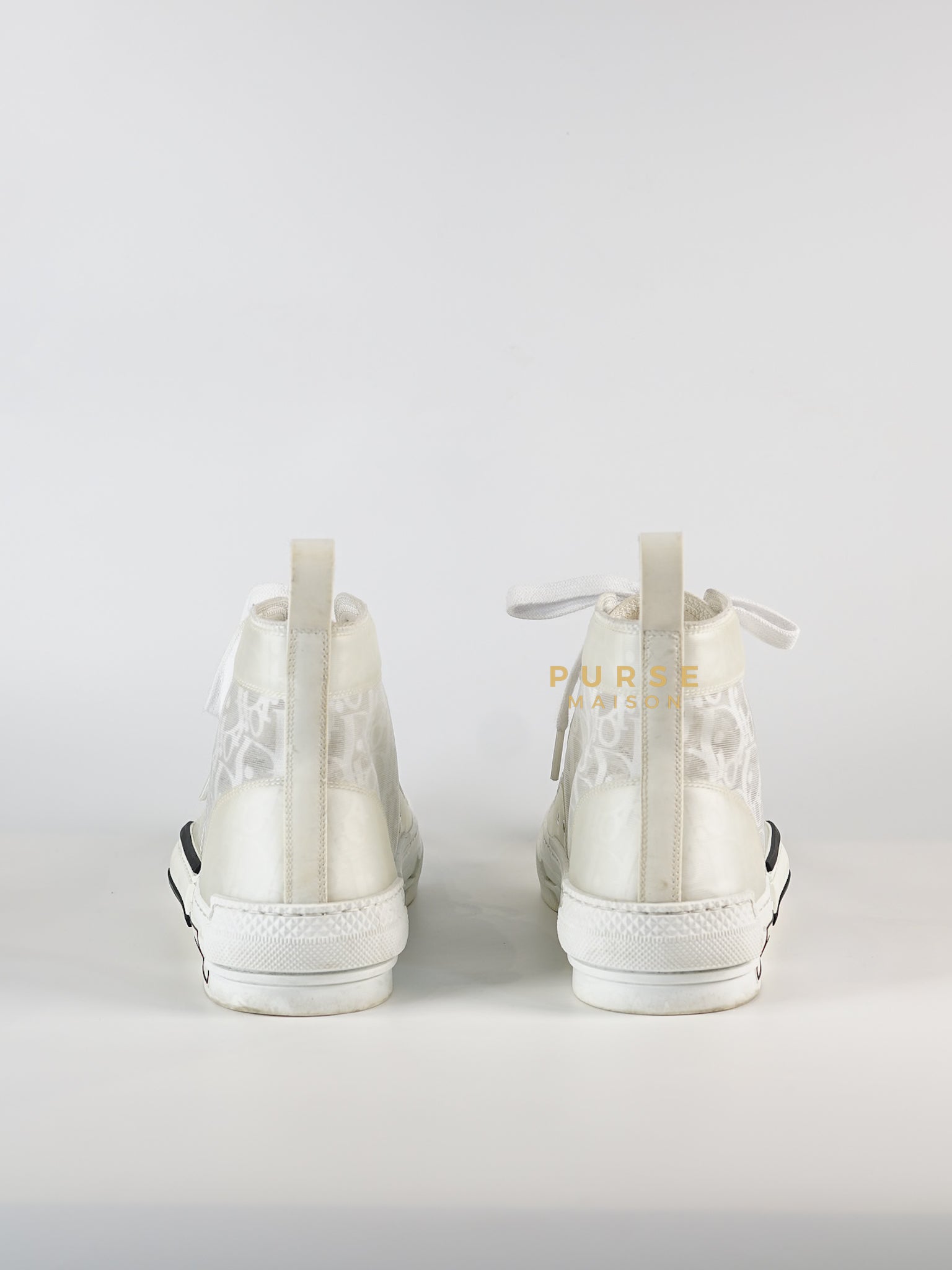 B23 White Oblique Transparent High Top Sneakers (Size 40 EUR, 27cm) | Purse Maison Luxury Bags Shop