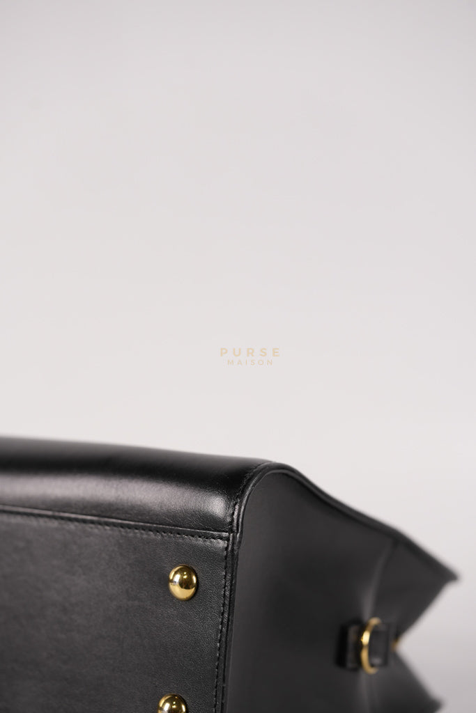 Baby Cabas Black in Smooth Calfskin Leather Two Way Bag | Purse Maison Luxury Bags Shop