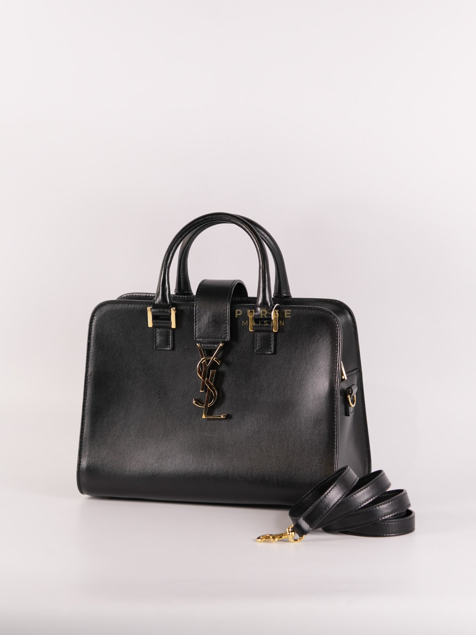 Baby Cabas Black in Smooth Calfskin Leather Two Way Bag | Purse Maison Luxury Bags Shop