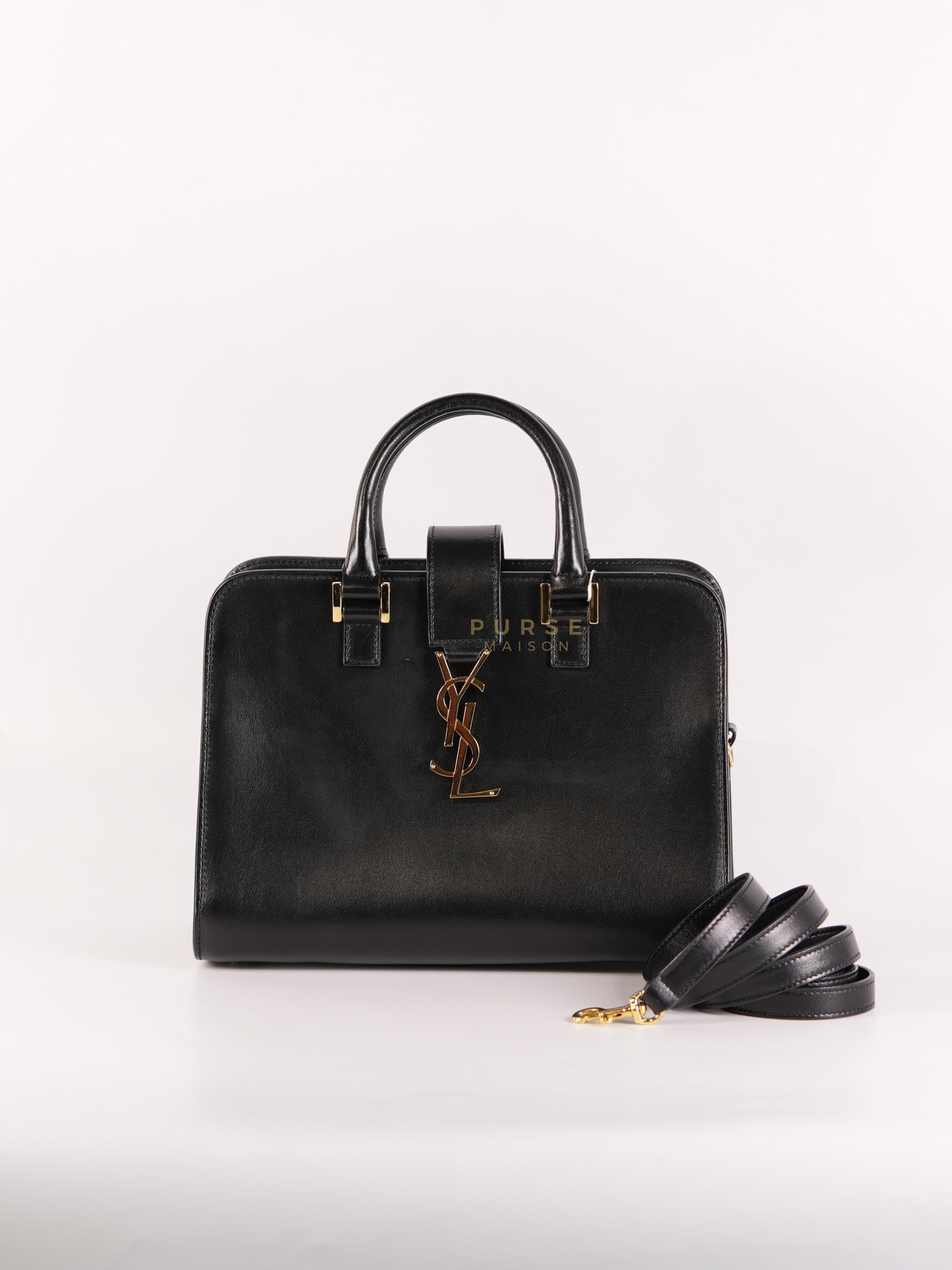Baby Cabas Black in Smooth Calfskin Leather Two Way Bag | Purse Maison Luxury Bags Shop