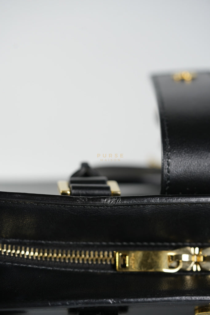 Baby Cabas Black in Smooth Calfskin Leather Two Way Bag | Purse Maison Luxury Bags Shop