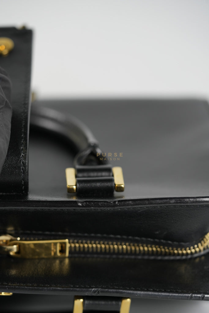 Baby Cabas Black in Smooth Calfskin Leather Two Way Bag | Purse Maison Luxury Bags Shop