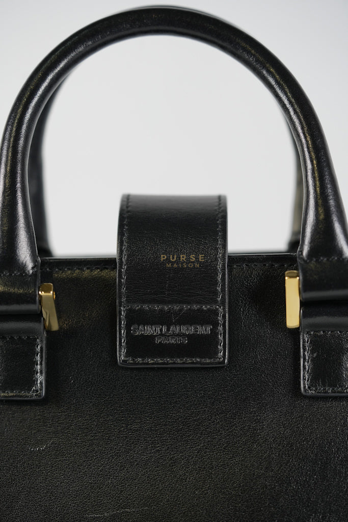 Baby Cabas Black in Smooth Calfskin Leather Two Way Bag | Purse Maison Luxury Bags Shop