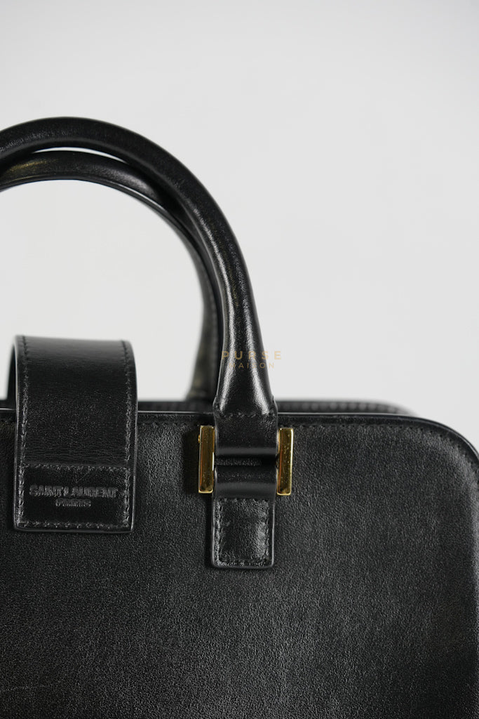 Baby Cabas Black in Smooth Calfskin Leather Two Way Bag | Purse Maison Luxury Bags Shop