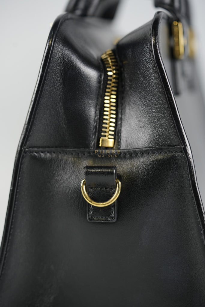Baby Cabas Black in Smooth Calfskin Leather Two Way Bag | Purse Maison Luxury Bags Shop