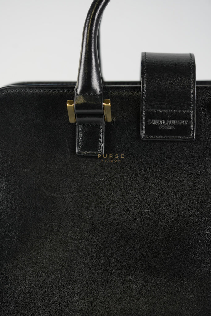 Baby Cabas Black in Smooth Calfskin Leather Two Way Bag | Purse Maison Luxury Bags Shop