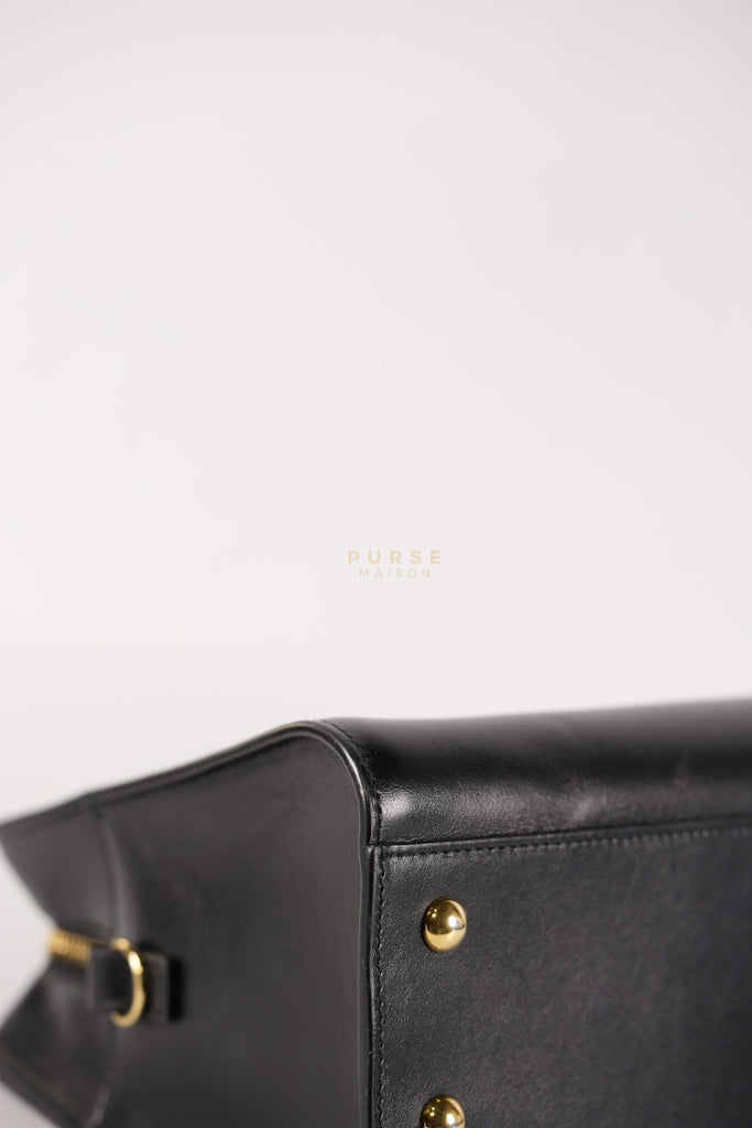 Baby Cabas Black in Smooth Calfskin Leather Two Way Bag | Purse Maison Luxury Bags Shop