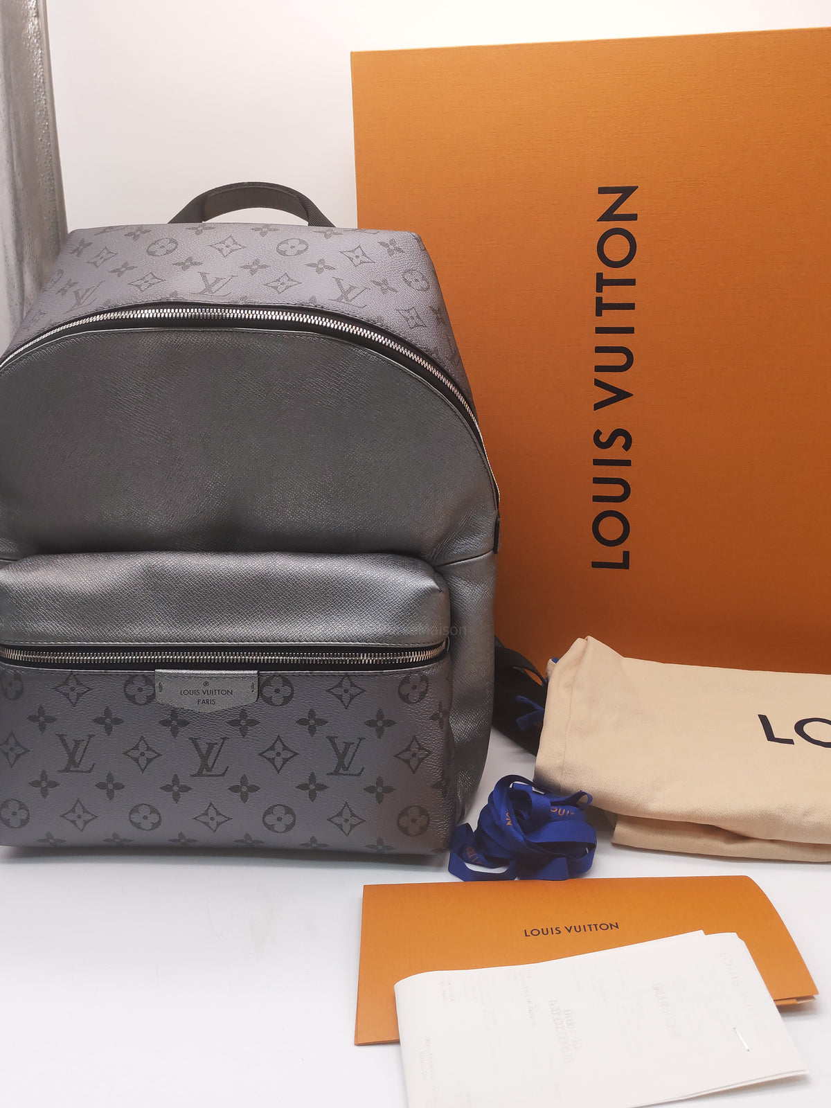 Louis Vuitton Discovery Backpack PM in Sleek Silver Metallic Grey Monogram Canvas and Silver Hardware Mircochip