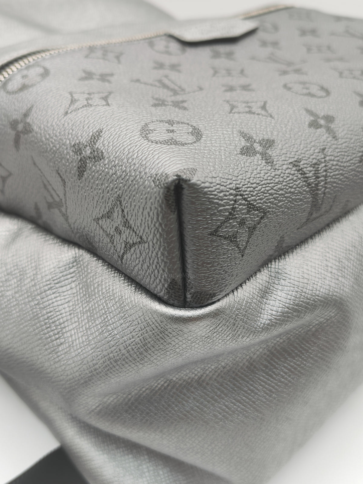 Louis Vuitton Discovery Backpack PM in Sleek Silver Metallic Grey Monogram Canvas and Silver Hardware Mircochip