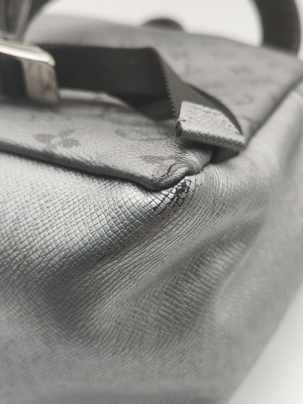 Louis Vuitton Discovery Backpack PM in Sleek Silver Metallic Grey Monogram Canvas and Silver Hardware Mircochip