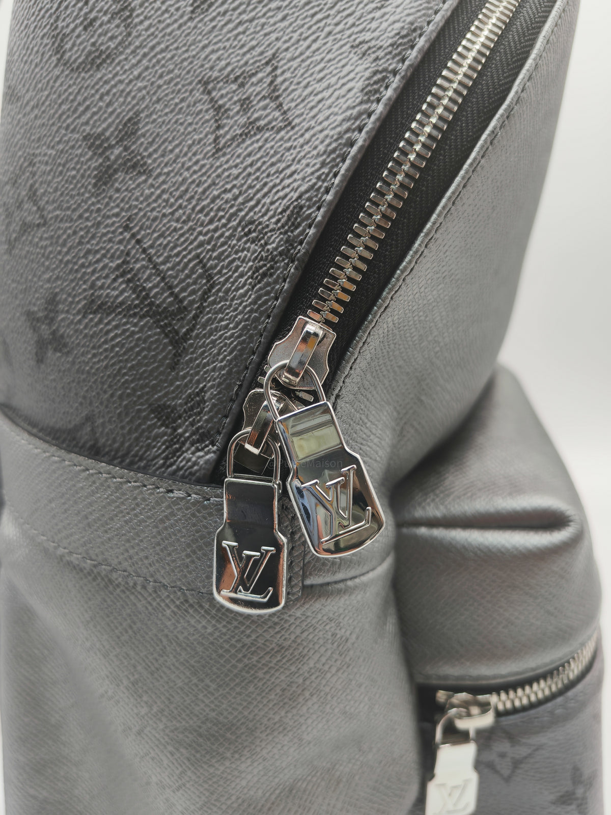 Louis Vuitton Discovery Backpack PM in Sleek Silver Metallic Grey Monogram Canvas and Silver Hardware Mircochip