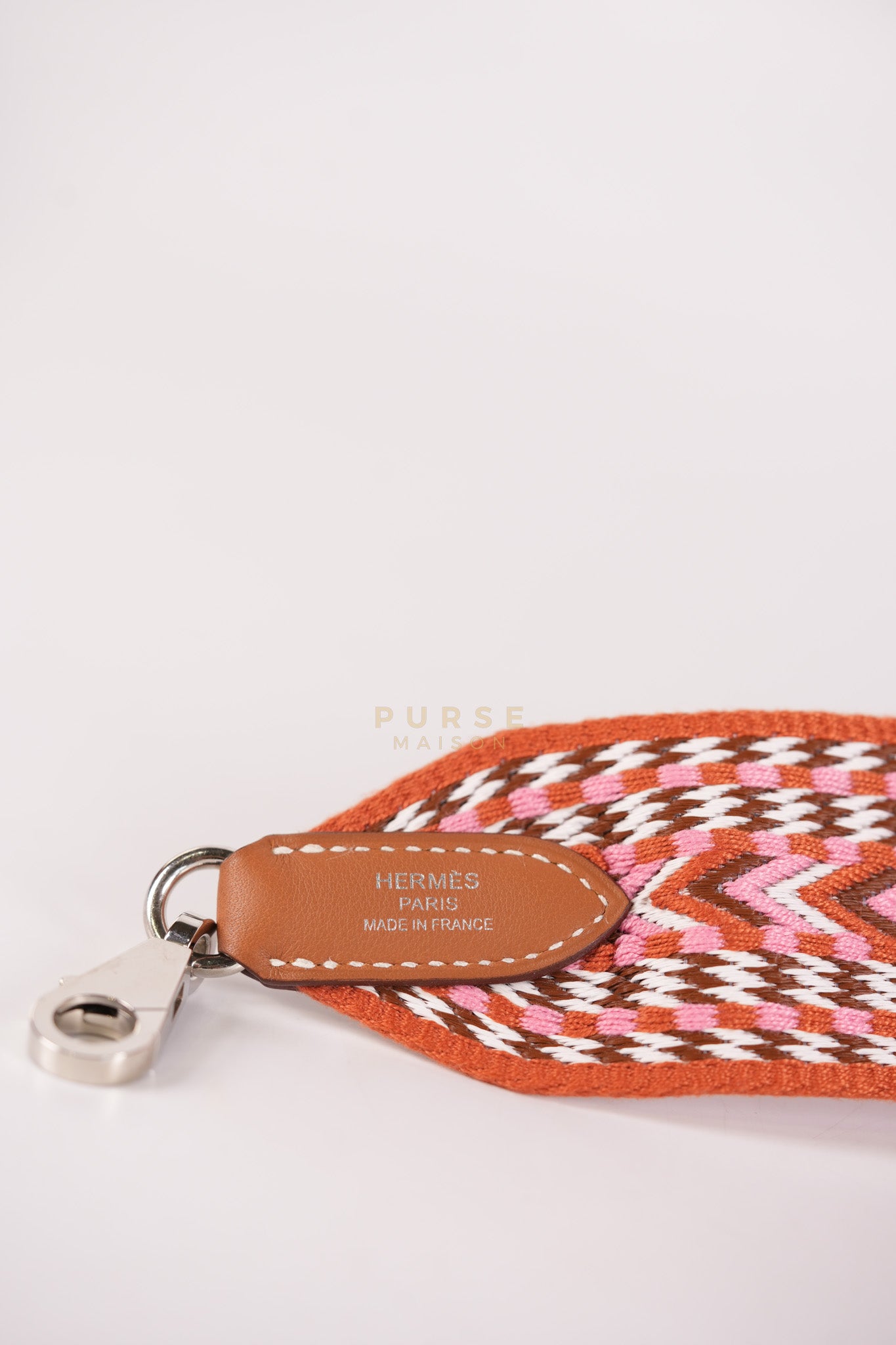 Bag Strap in Allegro Canvas and Swift Calfskin Leather Palladium Hardware Stamp Y(2020) Length 85cm x Width 5cm | Purse Maison Luxury Bags Shop