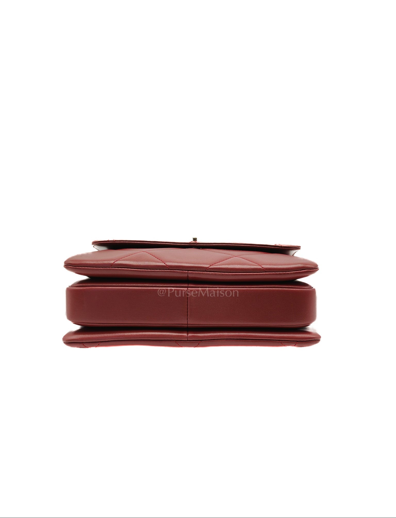 Trendy CC Top Handle Small in Burgundy Lambskin Leather Light Gold Hardware (Series 28)